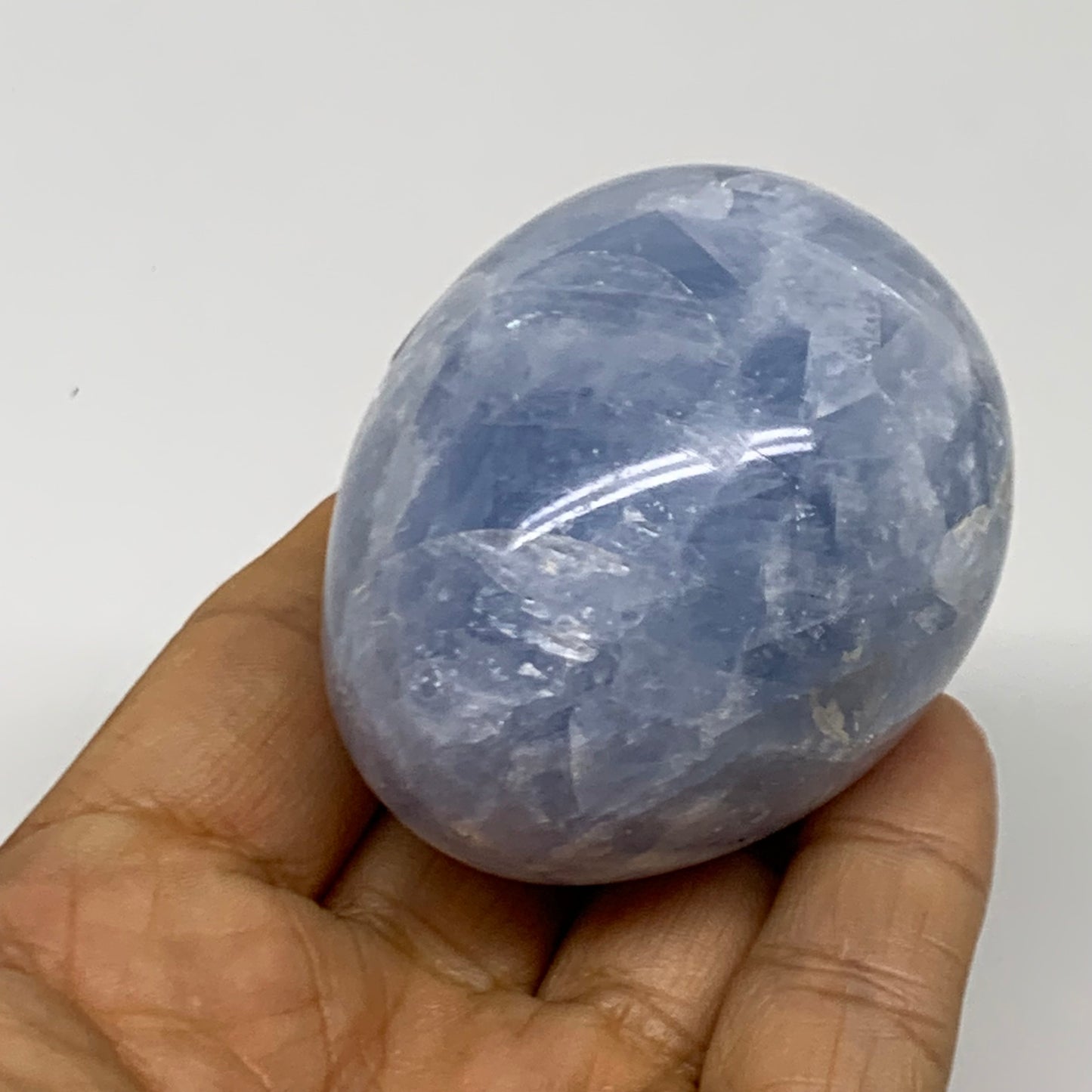 185.8g, 2.3"x1.9", Natural Blue Calcite Egg Polished Crystal @Madagascar, B38395