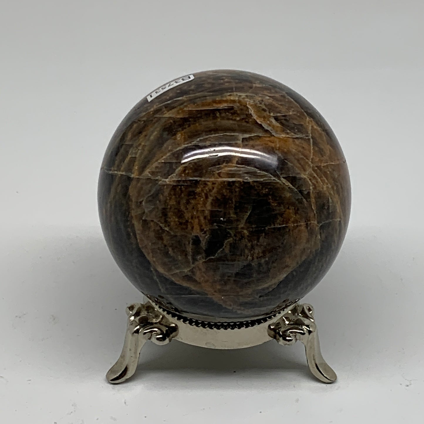 0.99 lbs, 2.7"(69mm), Black Moonstone Sphere Ball Gemstone Polished, B37531