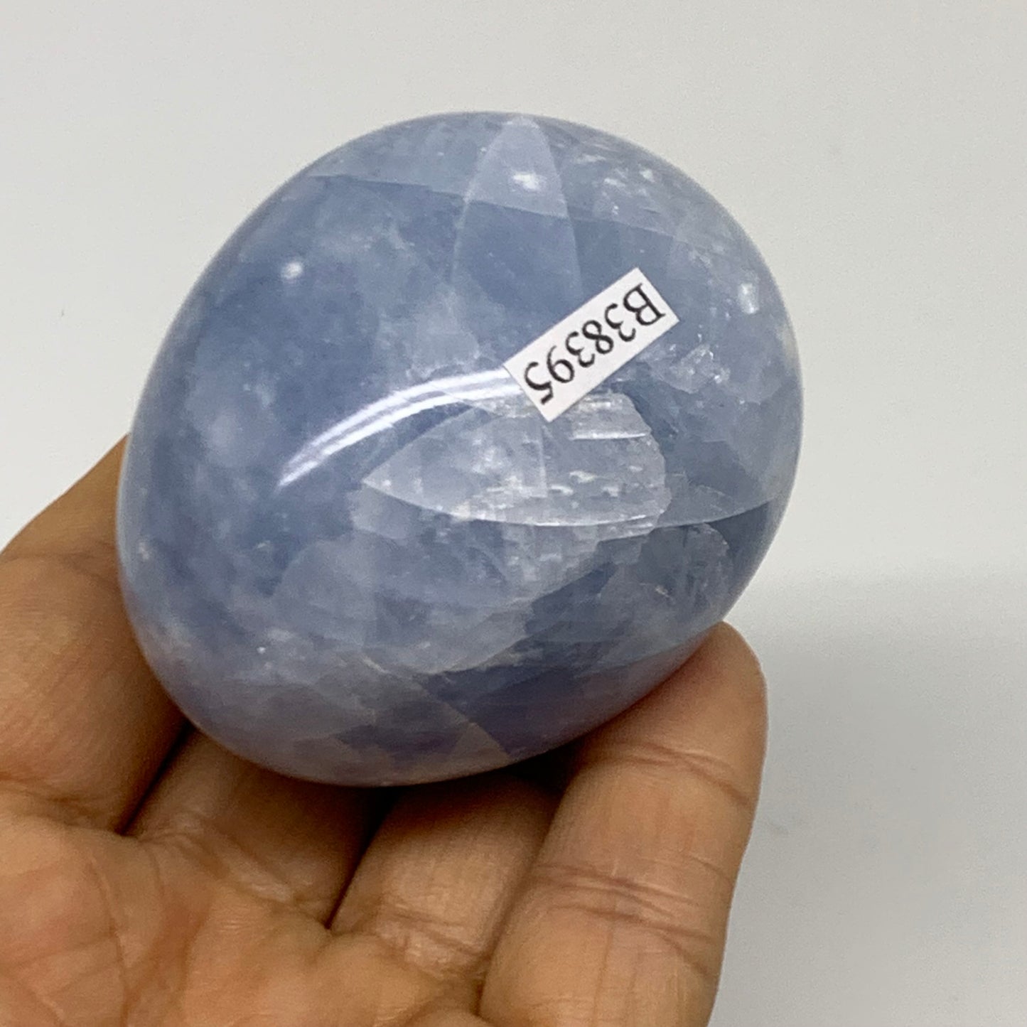 185.8g, 2.3"x1.9", Natural Blue Calcite Egg Polished Crystal @Madagascar, B38395