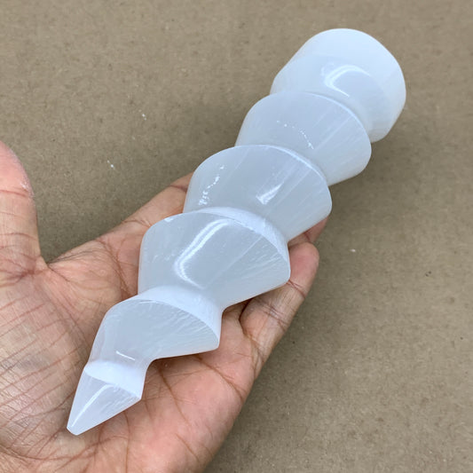 1 lbs.,7.25"x2", Selenite Spiral Crystal Tower Wand Point, B36615