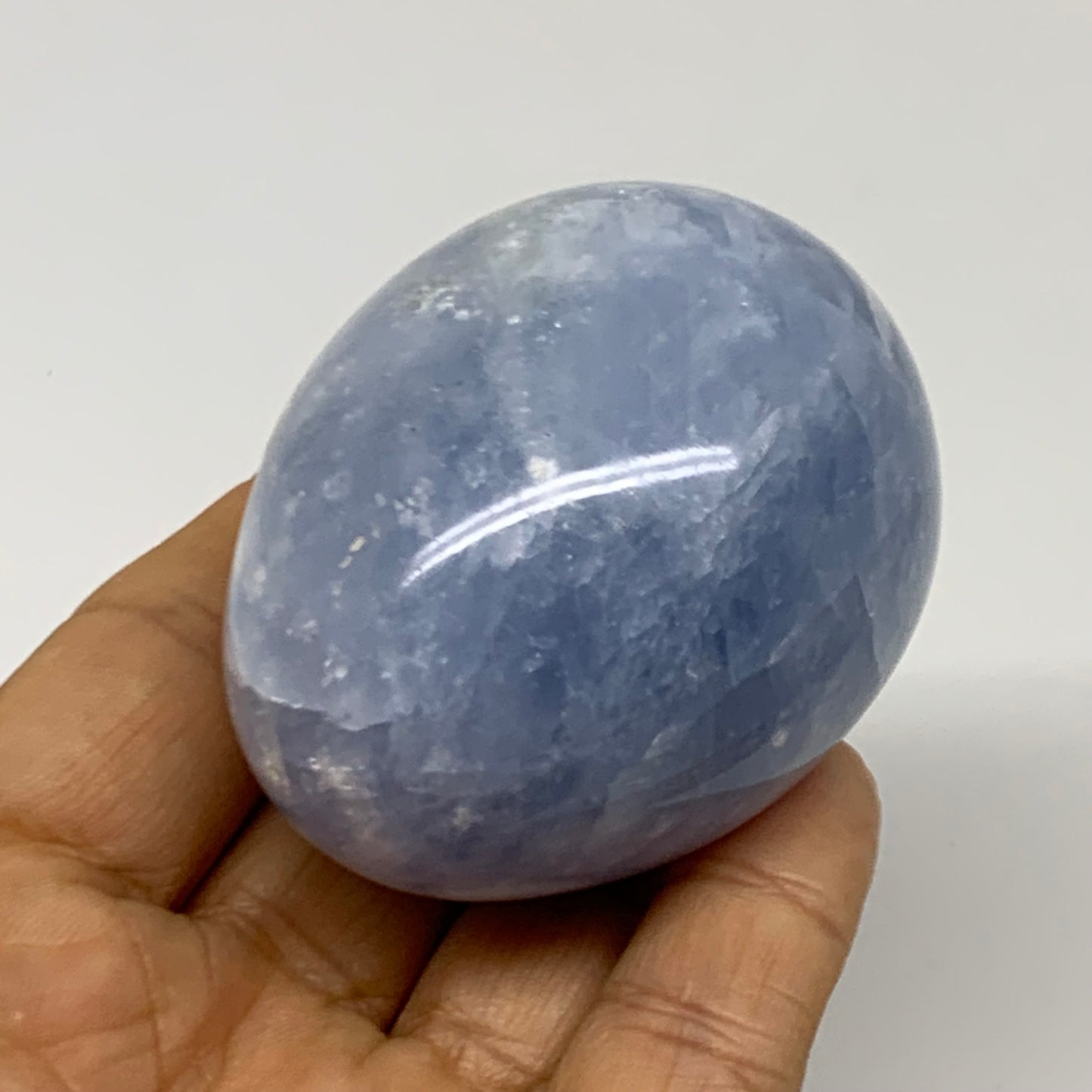 185.8g, 2.3"x1.9", Natural Blue Calcite Egg Polished Crystal @Madagascar, B38395