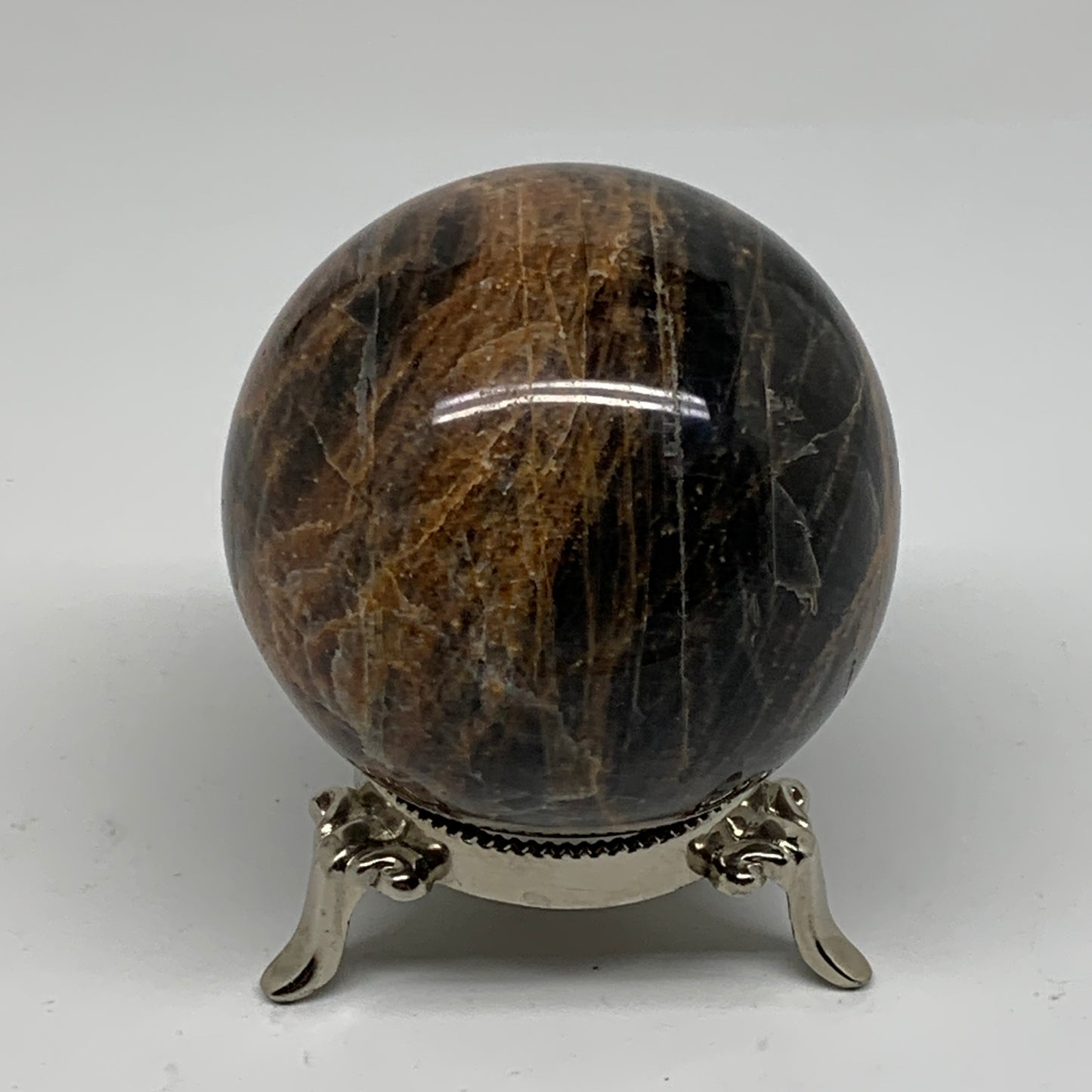 0.99 lbs, 2.7"(69mm), Black Moonstone Sphere Ball Gemstone Polished, B37531