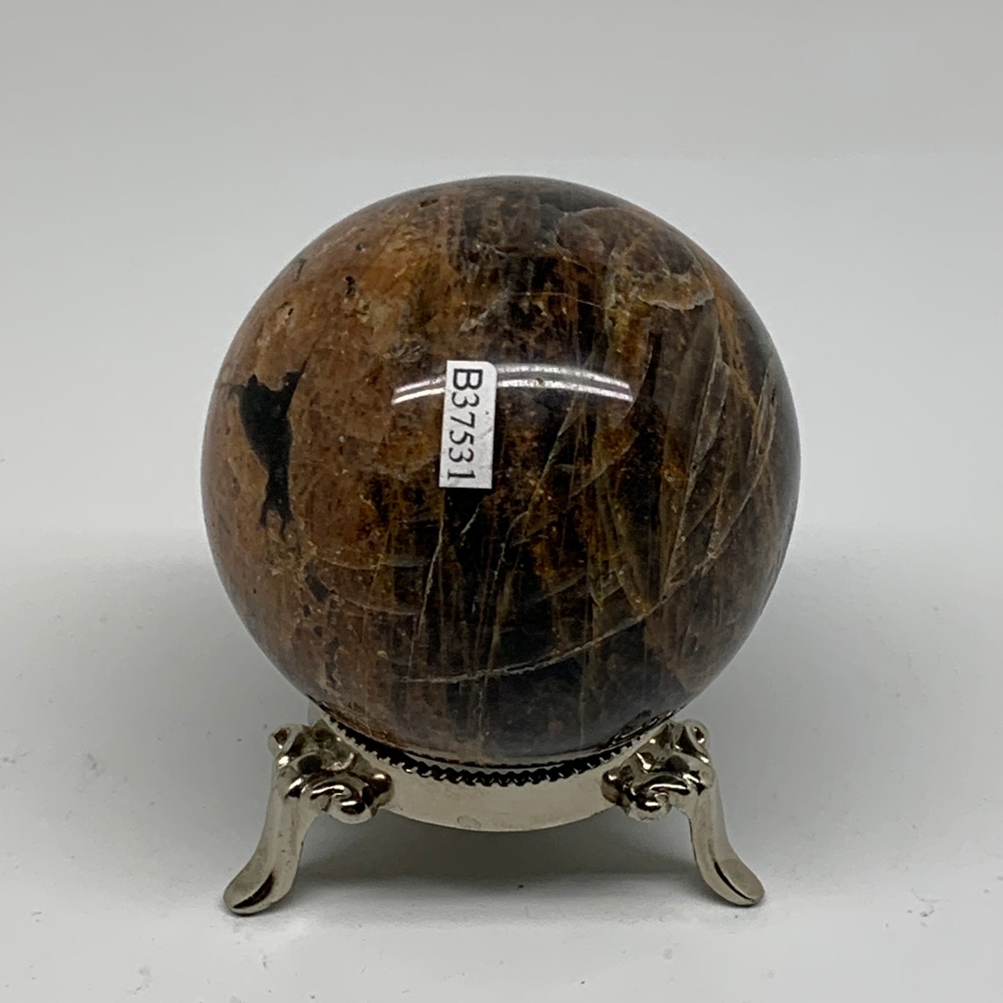 0.99 lbs, 2.7"(69mm), Black Moonstone Sphere Ball Gemstone Polished, B37531