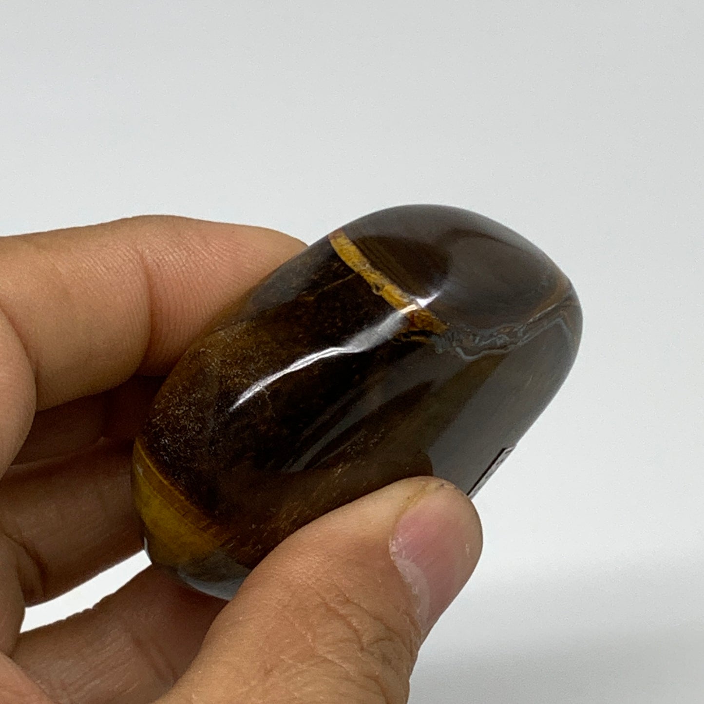 93.4g, 2.1"x2.2"x0.8", Tiger's Eye Heart Polished Healing Crystal @India, B33869