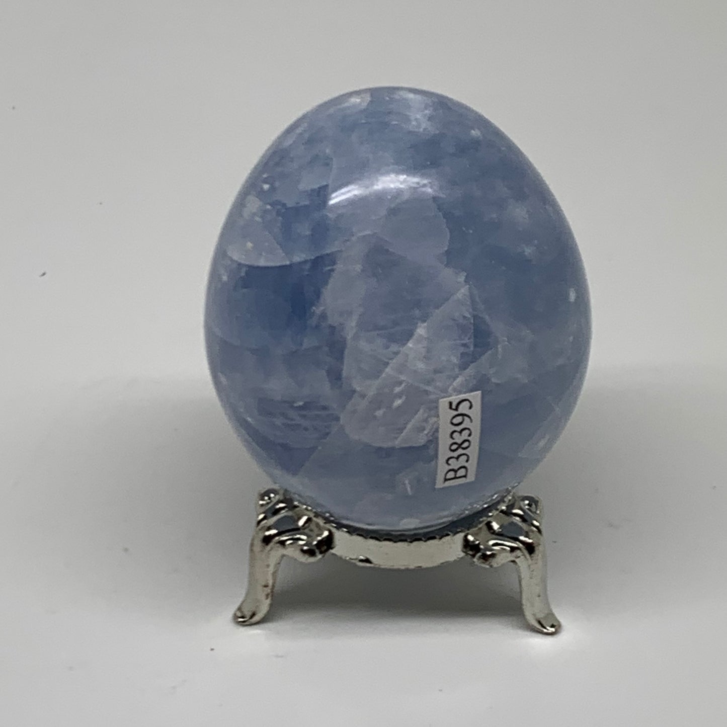 185.8g, 2.3"x1.9", Natural Blue Calcite Egg Polished Crystal @Madagascar, B38395