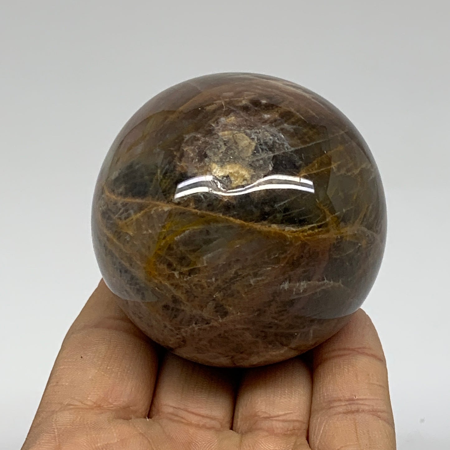 0.59 lbs, 2.3"(59mm), Black Moonstone Sphere Ball Gemstone Polished, B37532