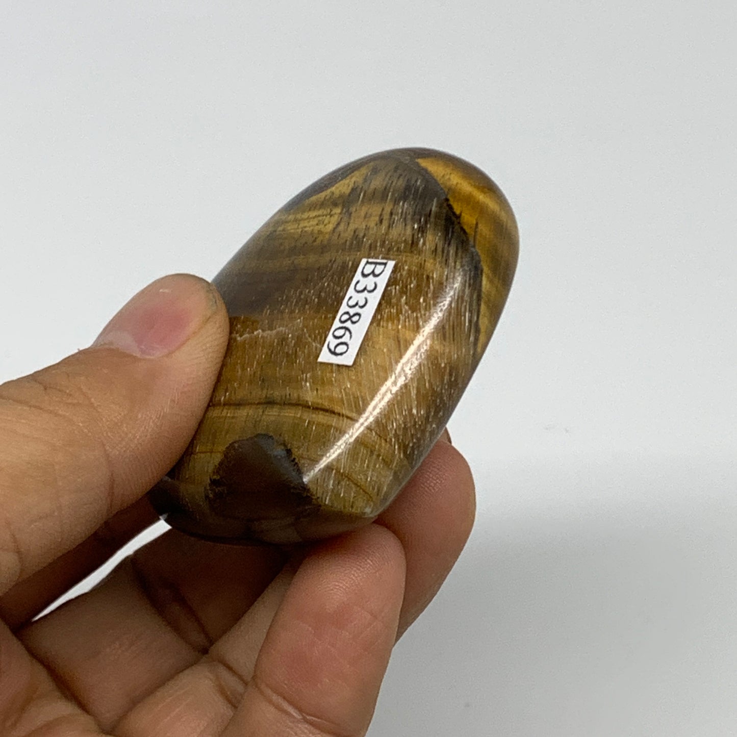 93.4g, 2.1"x2.2"x0.8", Tiger's Eye Heart Polished Healing Crystal @India, B33869