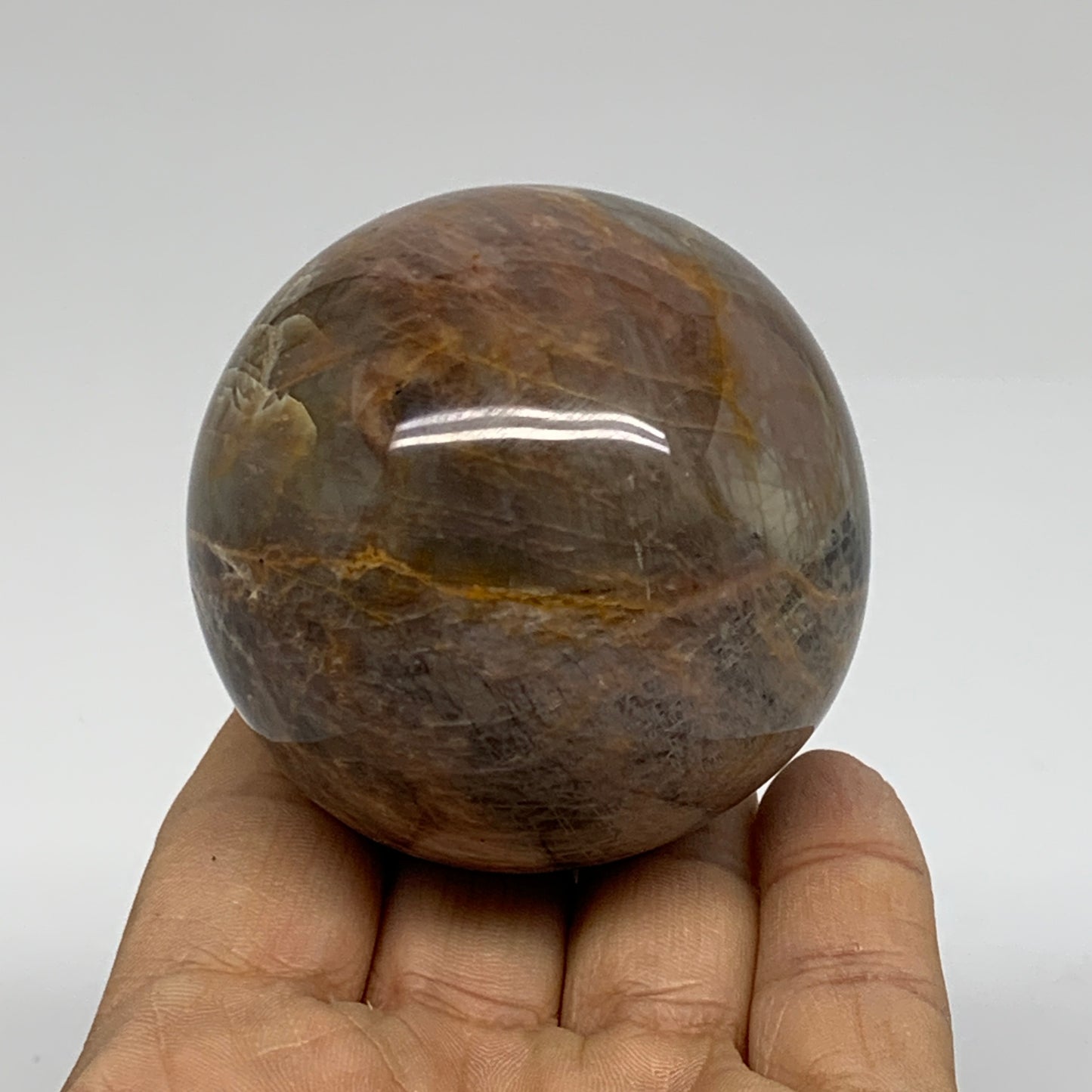 0.59 lbs, 2.3"(59mm), Black Moonstone Sphere Ball Gemstone Polished, B37532