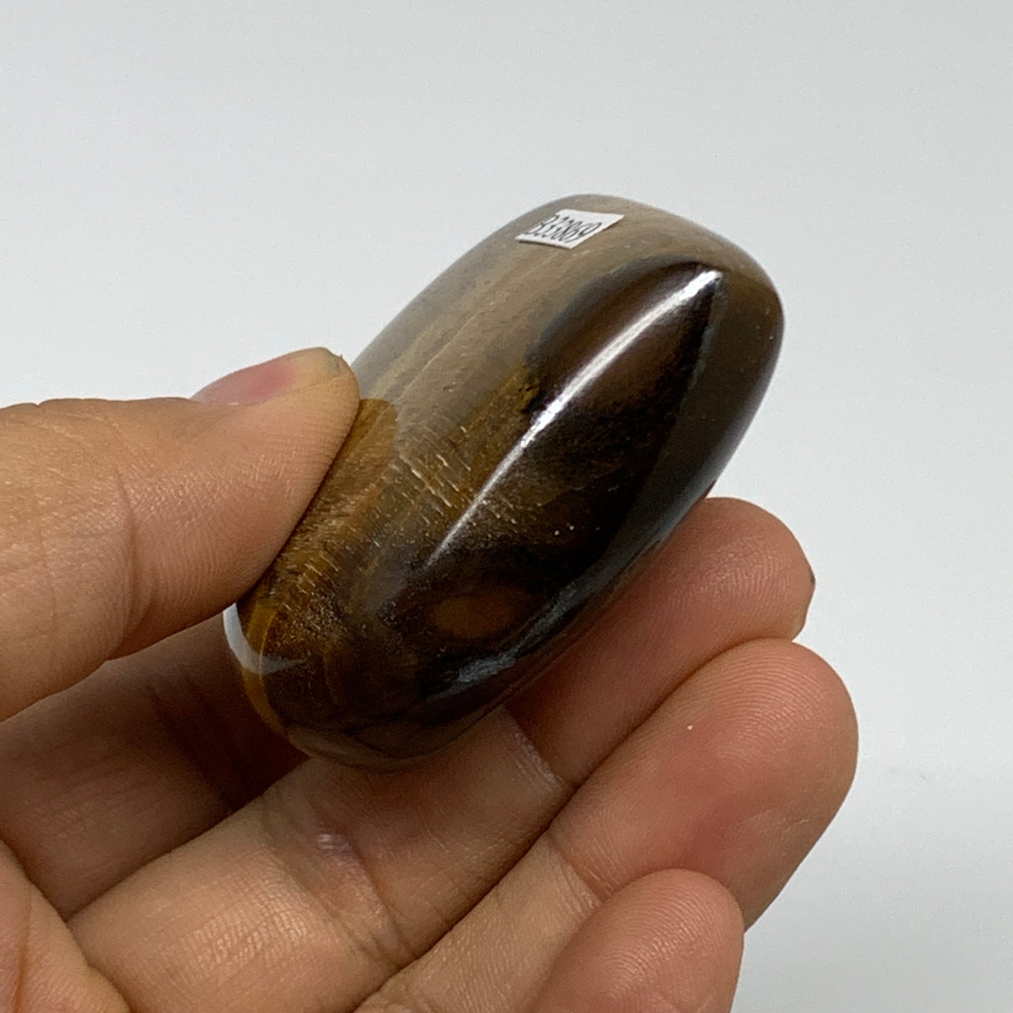 93.4g, 2.1"x2.2"x0.8", Tiger's Eye Heart Polished Healing Crystal @India, B33869