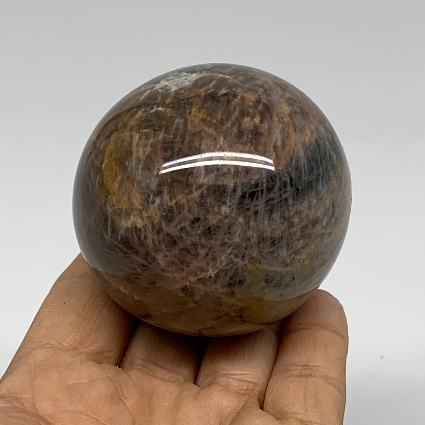 0.59 lbs, 2.3"(59mm), Black Moonstone Sphere Ball Gemstone Polished, B37532
