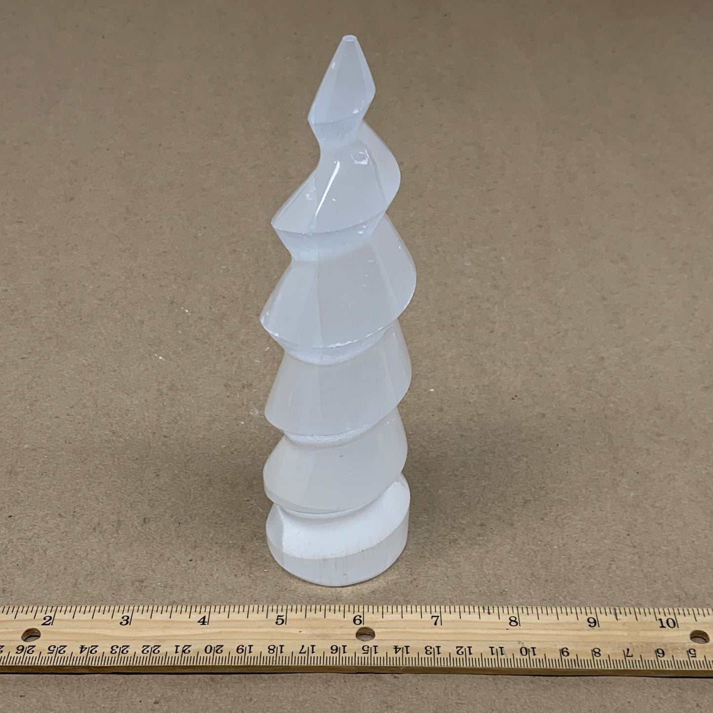 1 lbs.,7.25"x2", Selenite Spiral Crystal Tower Wand Point, B36615