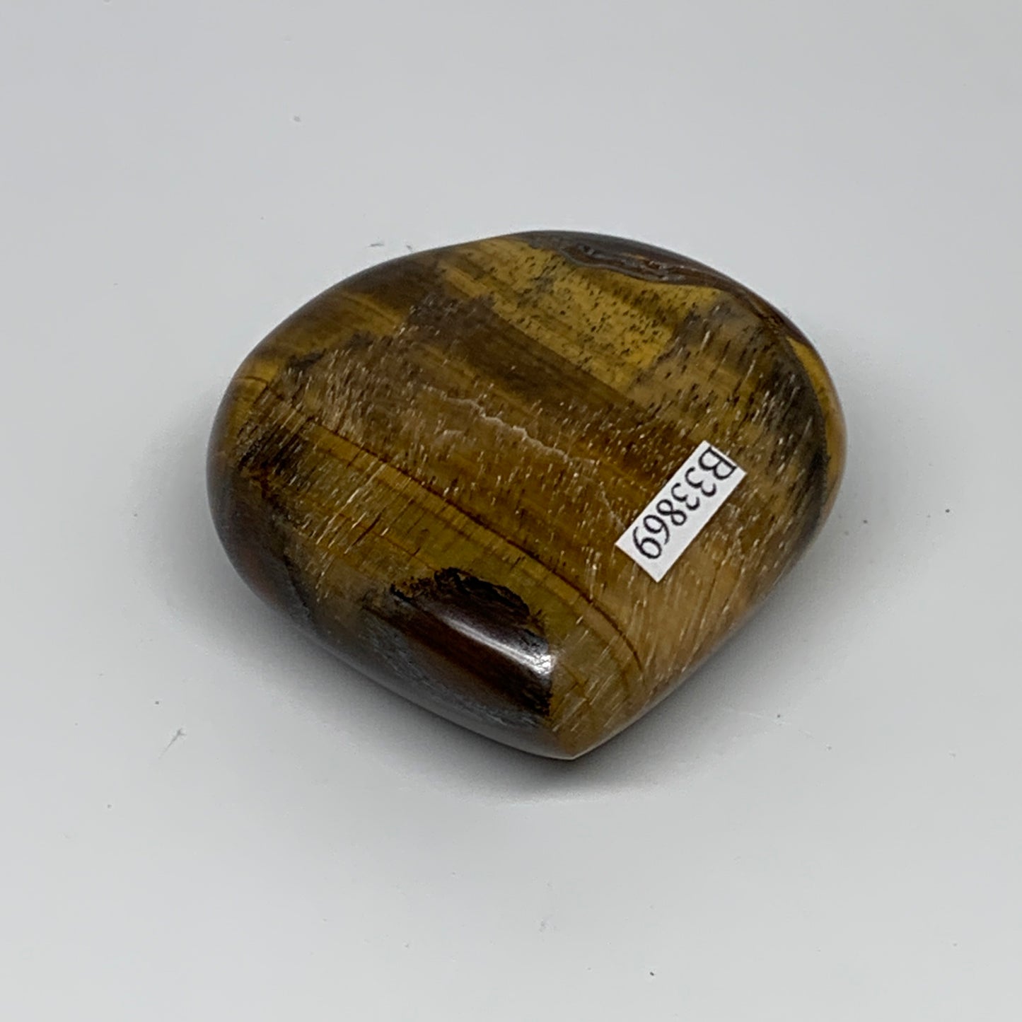 93.4g, 2.1"x2.2"x0.8", Tiger's Eye Heart Polished Healing Crystal @India, B33869