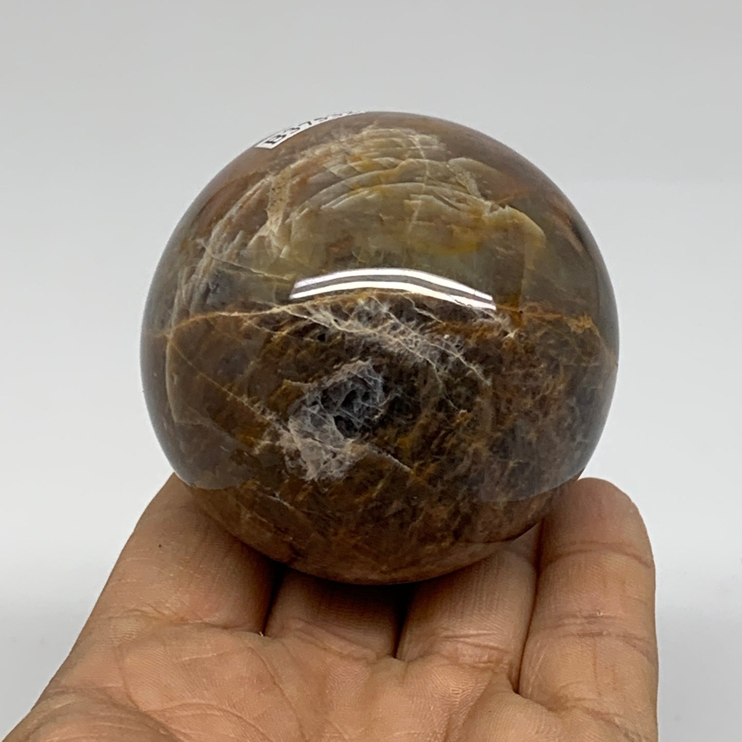0.59 lbs, 2.3"(59mm), Black Moonstone Sphere Ball Gemstone Polished, B37532