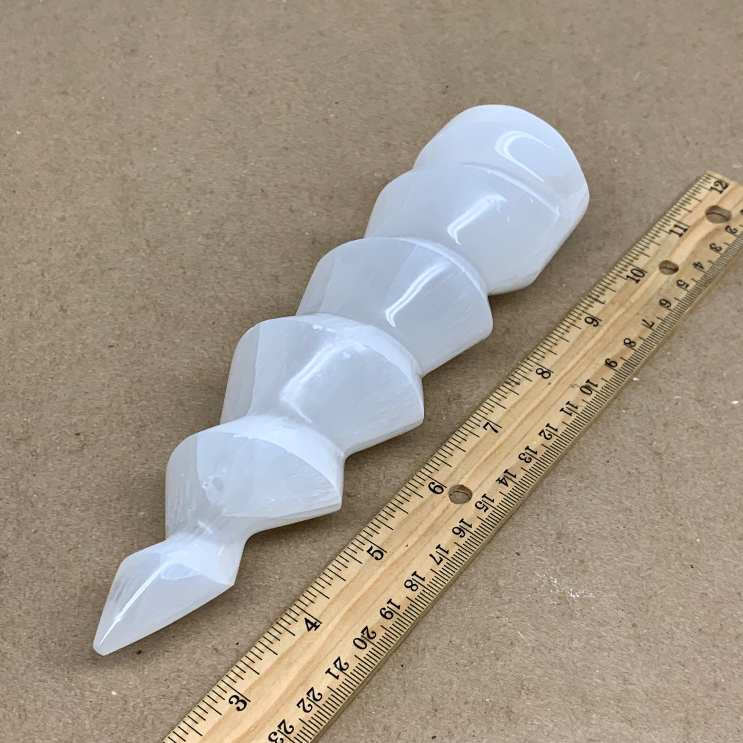 1 lbs.,7.25"x2", Selenite Spiral Crystal Tower Wand Point, B36615