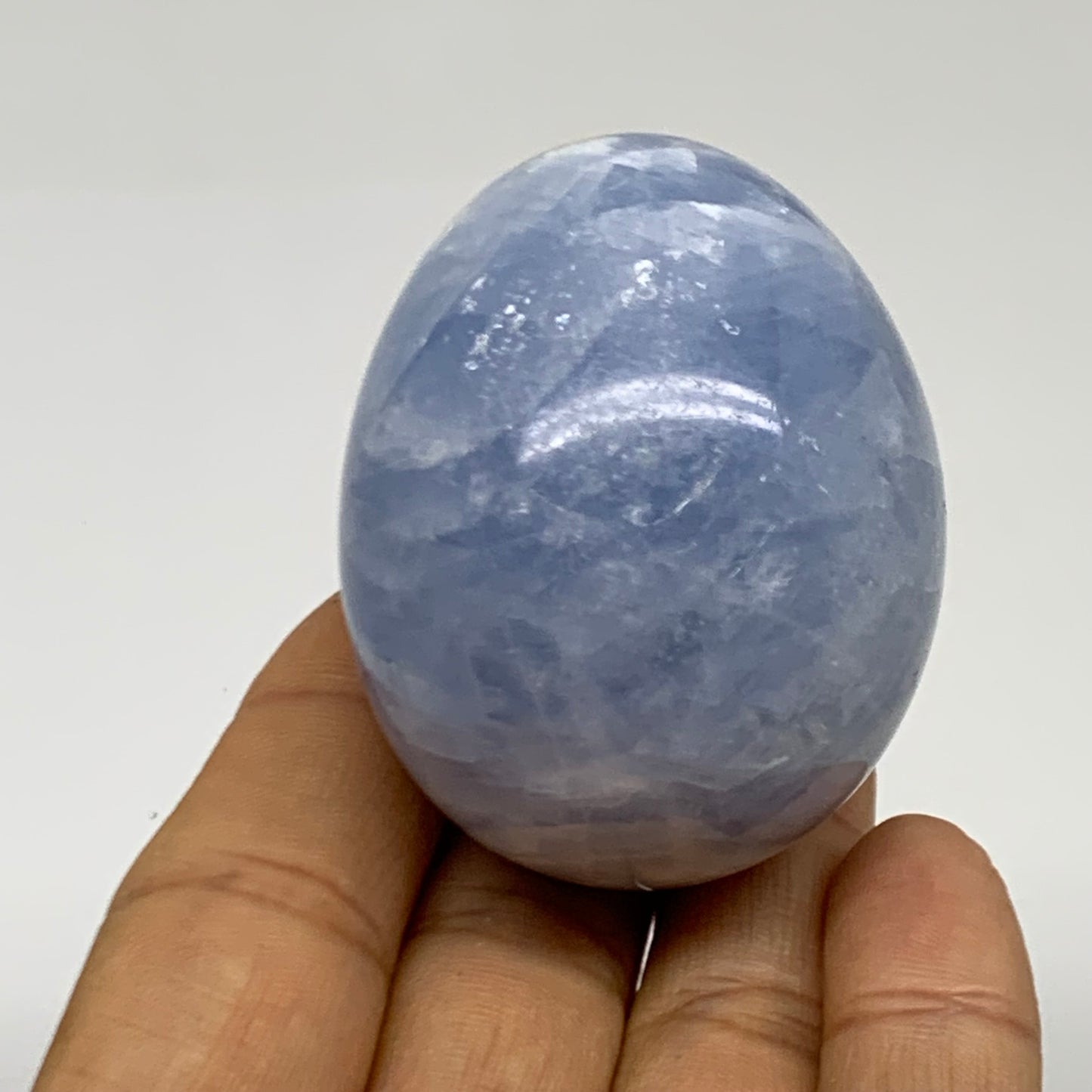 133.6g, 2.1"x1.7", Natural Blue Calcite Egg Polished Crystal @Madagascar, B38396