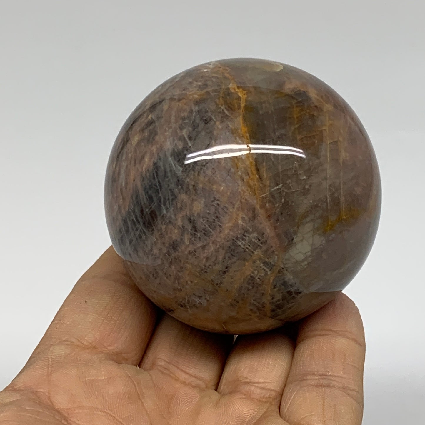 0.59 lbs, 2.3"(59mm), Black Moonstone Sphere Ball Gemstone Polished, B37532