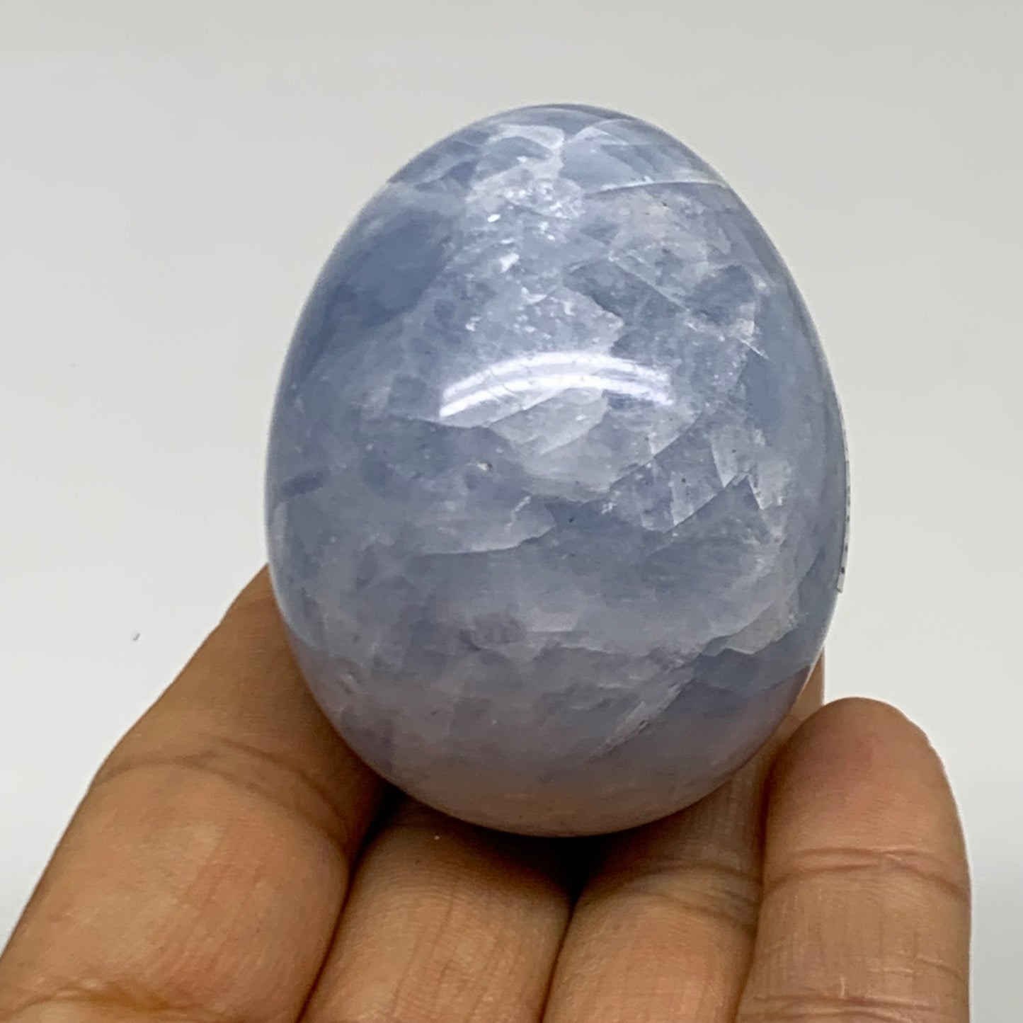 133.6g, 2.1"x1.7", Natural Blue Calcite Egg Polished Crystal @Madagascar, B38396