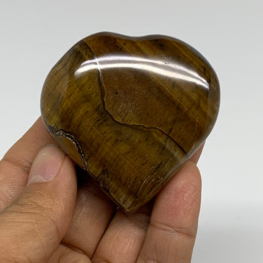 82.8g, 2.2"x2.2"x0.7", Tiger's Eye Heart Polished Healing Crystal @India, B33870
