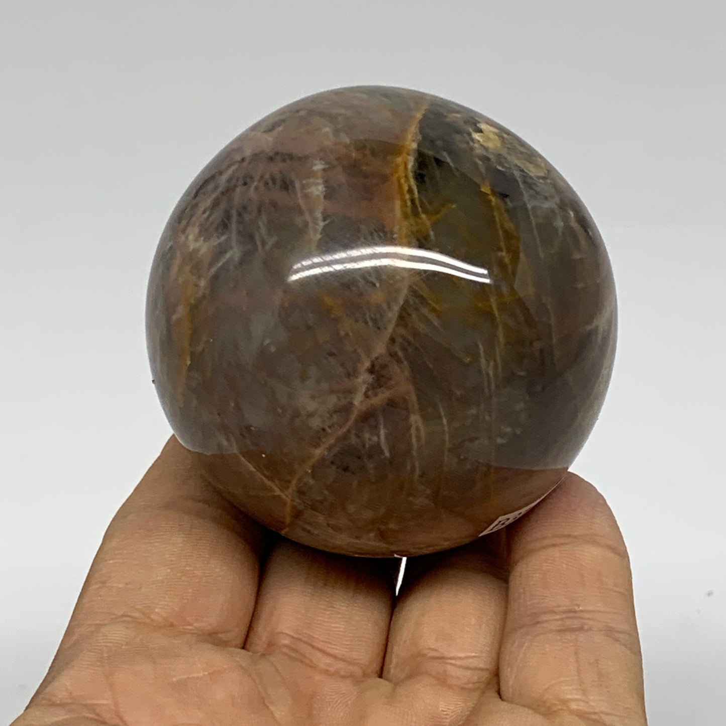 0.59 lbs, 2.3"(59mm), Black Moonstone Sphere Ball Gemstone Polished, B37532