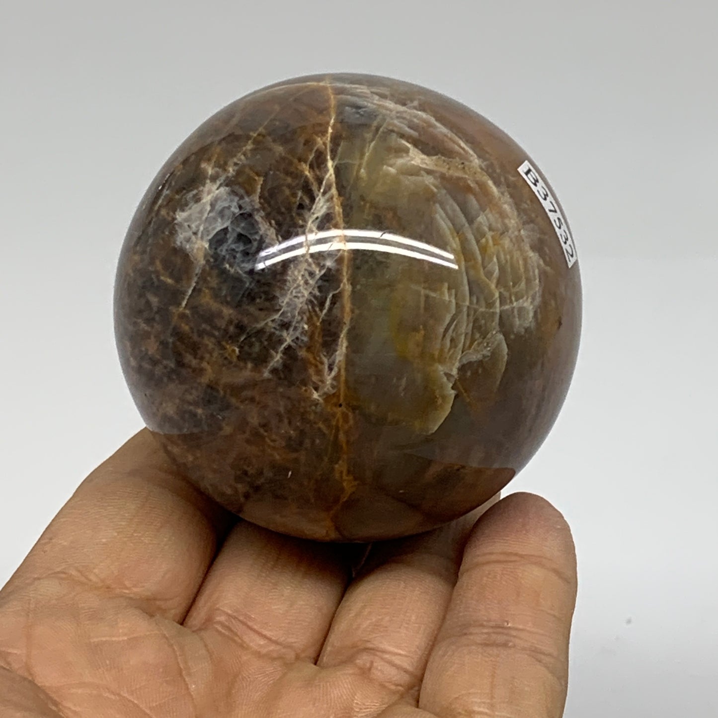 0.59 lbs, 2.3"(59mm), Black Moonstone Sphere Ball Gemstone Polished, B37532