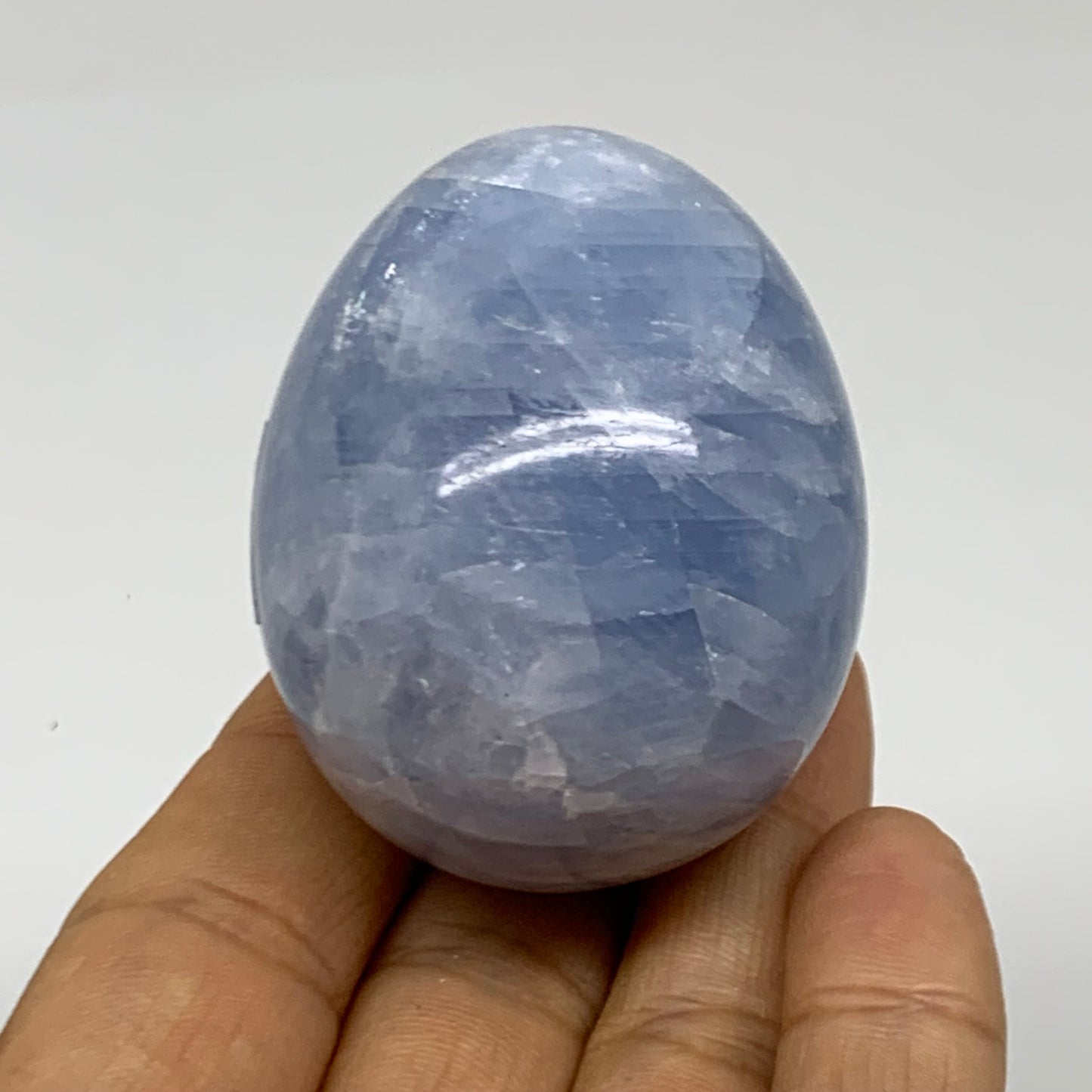 133.6g, 2.1"x1.7", Natural Blue Calcite Egg Polished Crystal @Madagascar, B38396