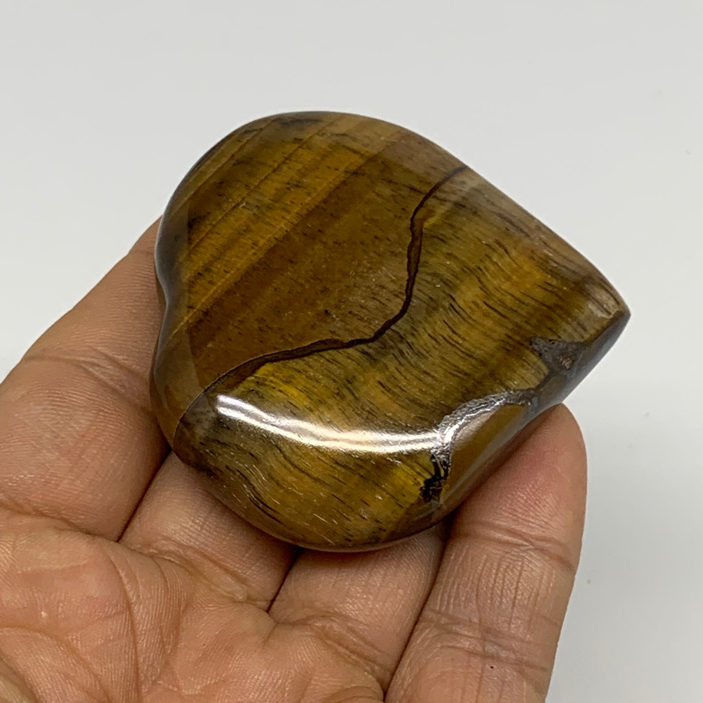 82.8g, 2.2"x2.2"x0.7", Tiger's Eye Heart Polished Healing Crystal @India, B33870