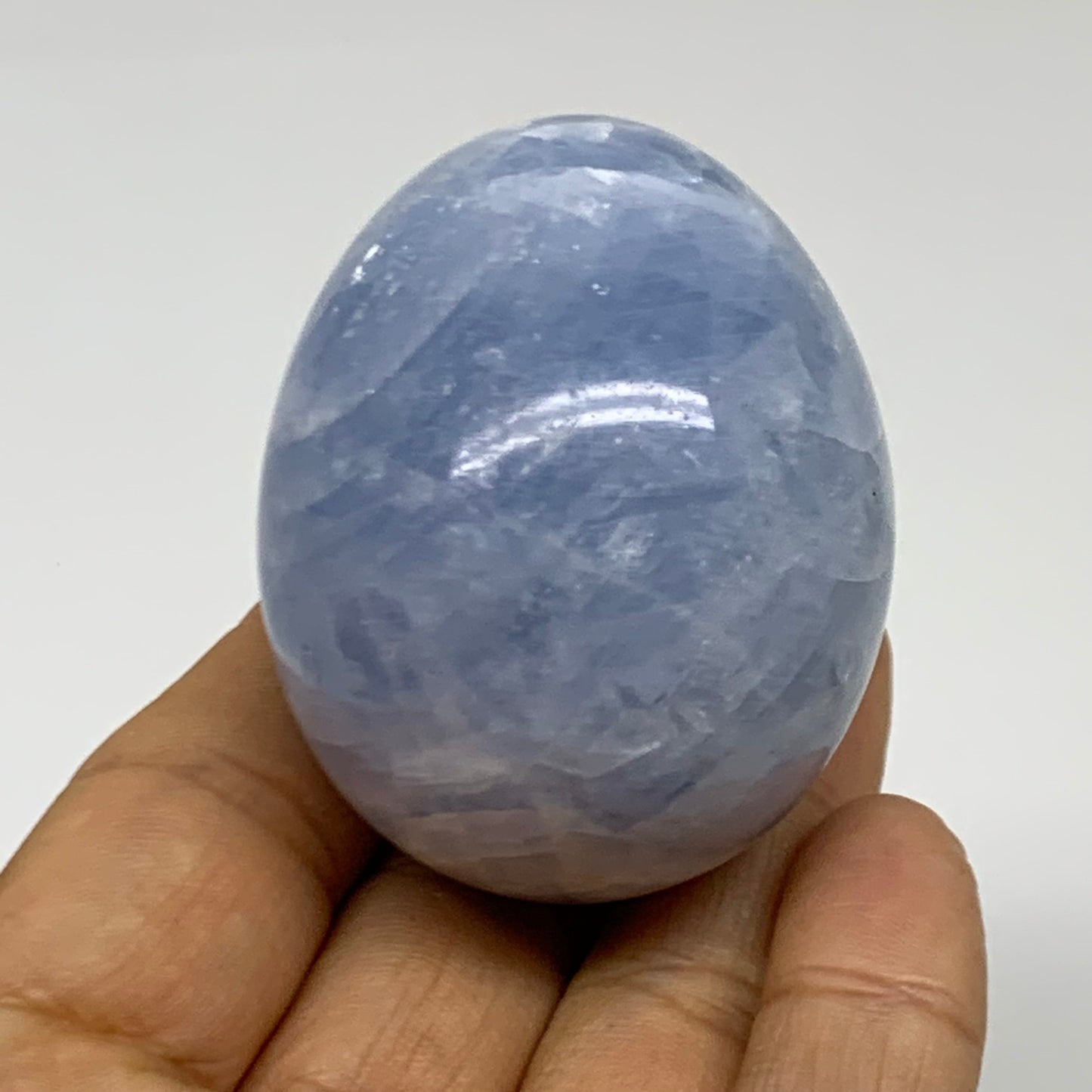133.6g, 2.1"x1.7", Natural Blue Calcite Egg Polished Crystal @Madagascar, B38396