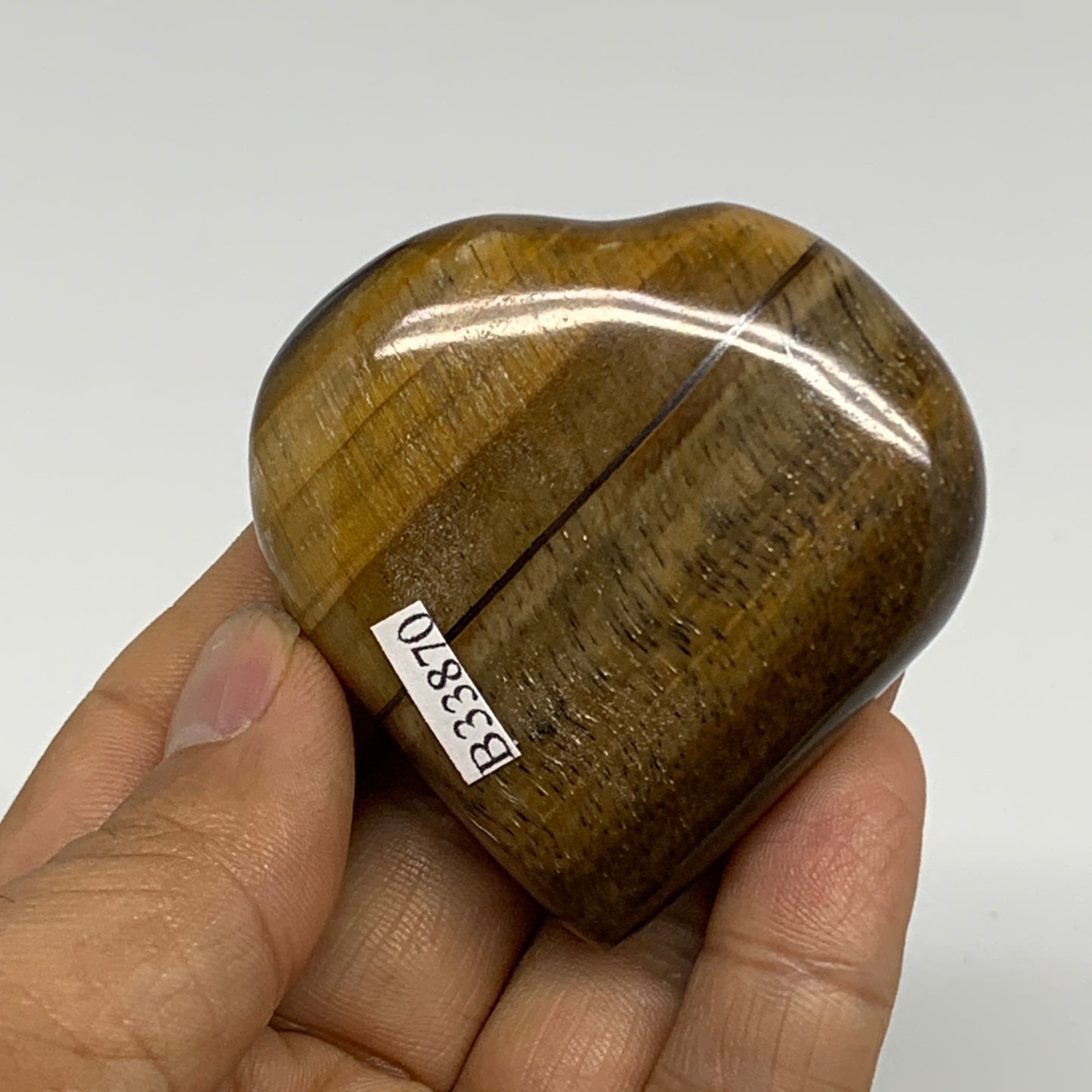 82.8g, 2.2"x2.2"x0.7", Tiger's Eye Heart Polished Healing Crystal @India, B33870