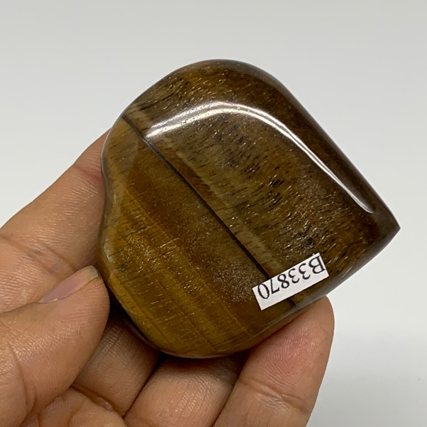 82.8g, 2.2"x2.2"x0.7", Tiger's Eye Heart Polished Healing Crystal @India, B33870