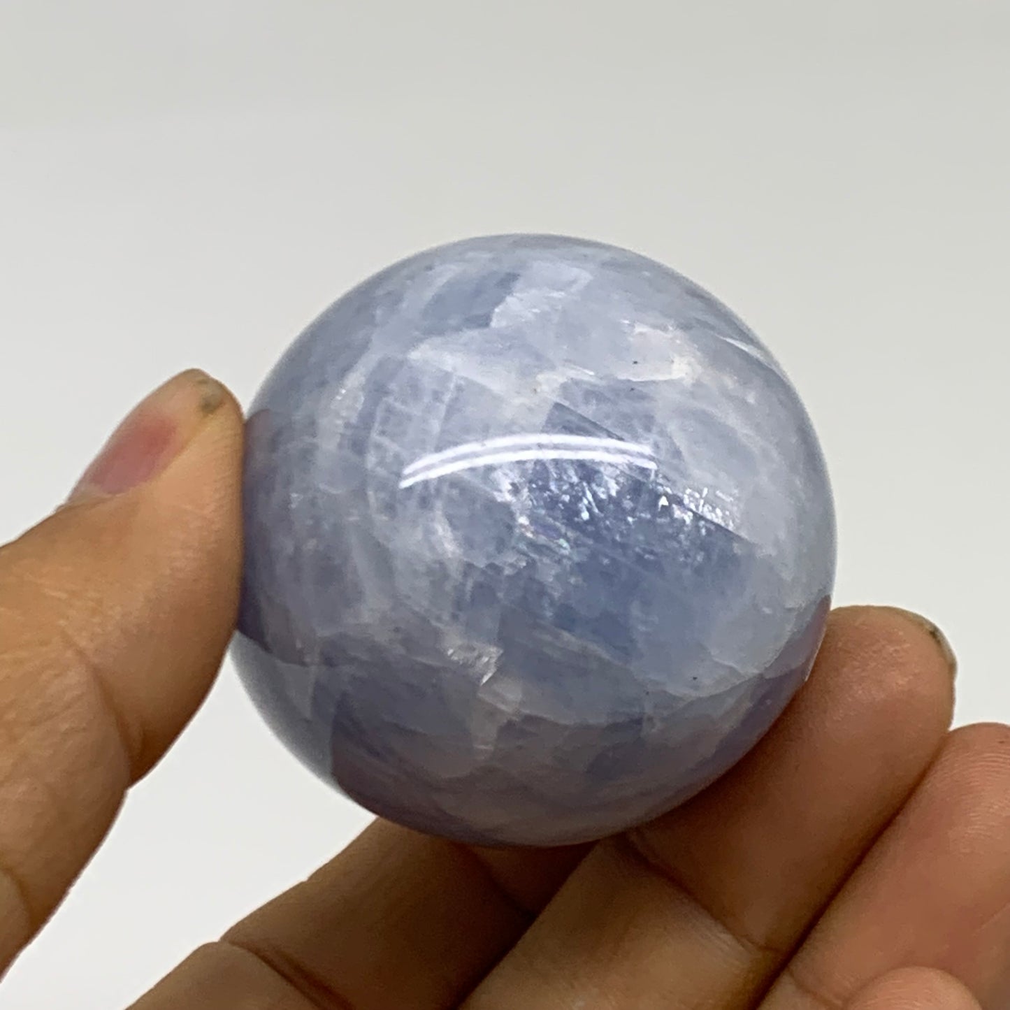 133.6g, 2.1"x1.7", Natural Blue Calcite Egg Polished Crystal @Madagascar, B38396