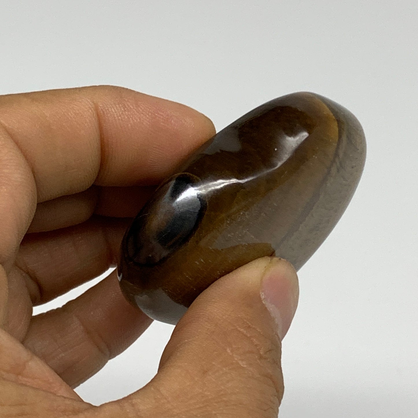 82.8g, 2.2"x2.2"x0.7", Tiger's Eye Heart Polished Healing Crystal @India, B33870