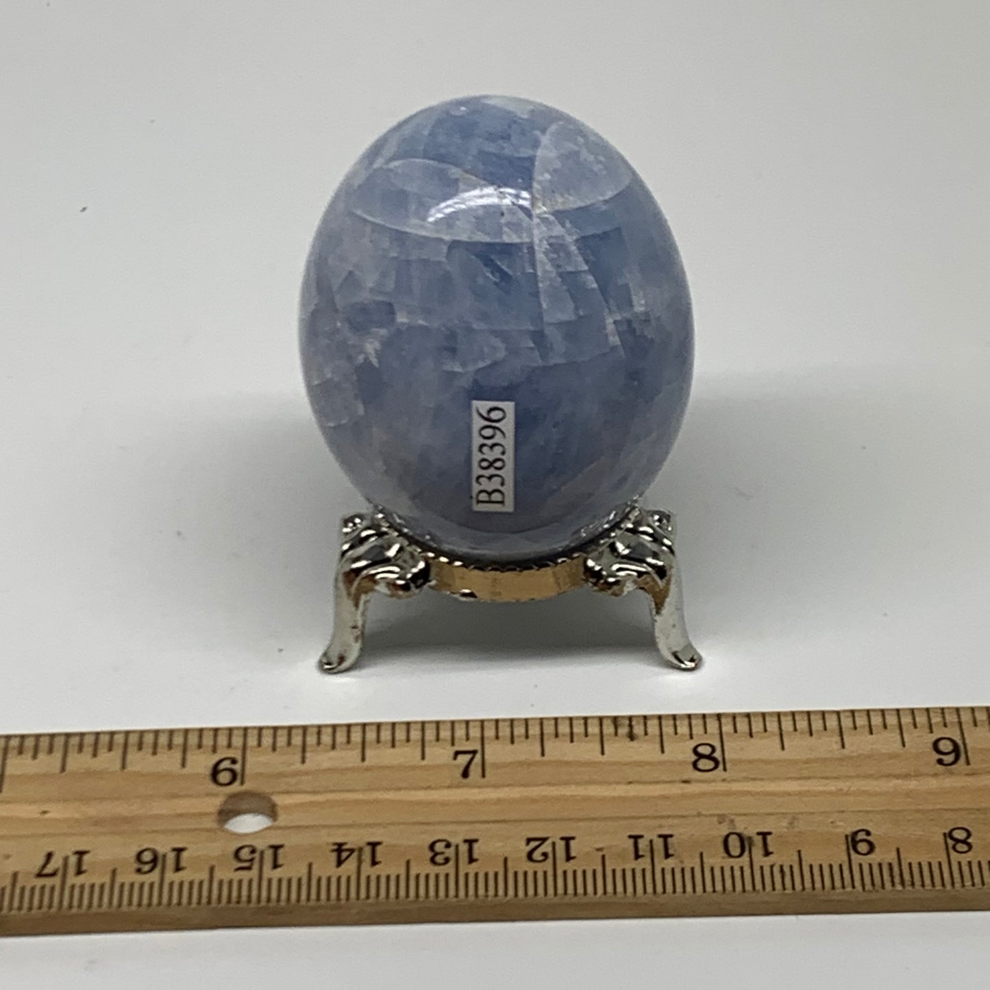 133.6g, 2.1"x1.7", Natural Blue Calcite Egg Polished Crystal @Madagascar, B38396