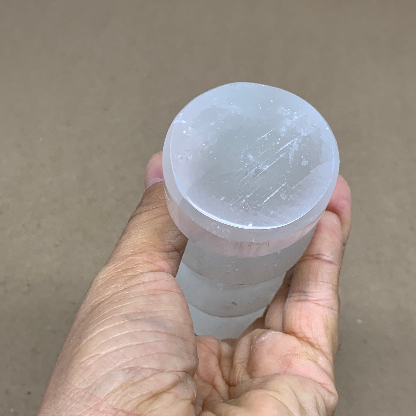 1 lbs.,7.25"x1.9", Selenite Spiral Crystal Tower Wand Point, B36616