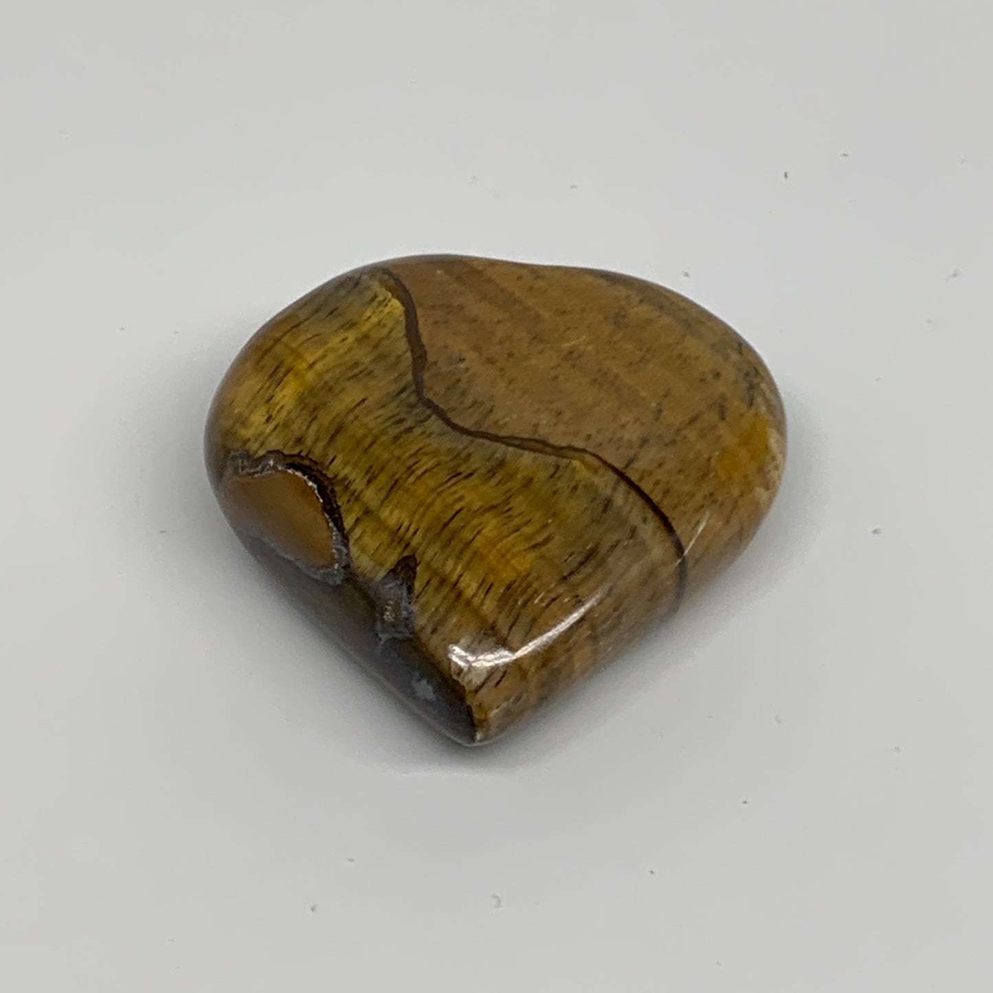 82.8g, 2.2"x2.2"x0.7", Tiger's Eye Heart Polished Healing Crystal @India, B33870