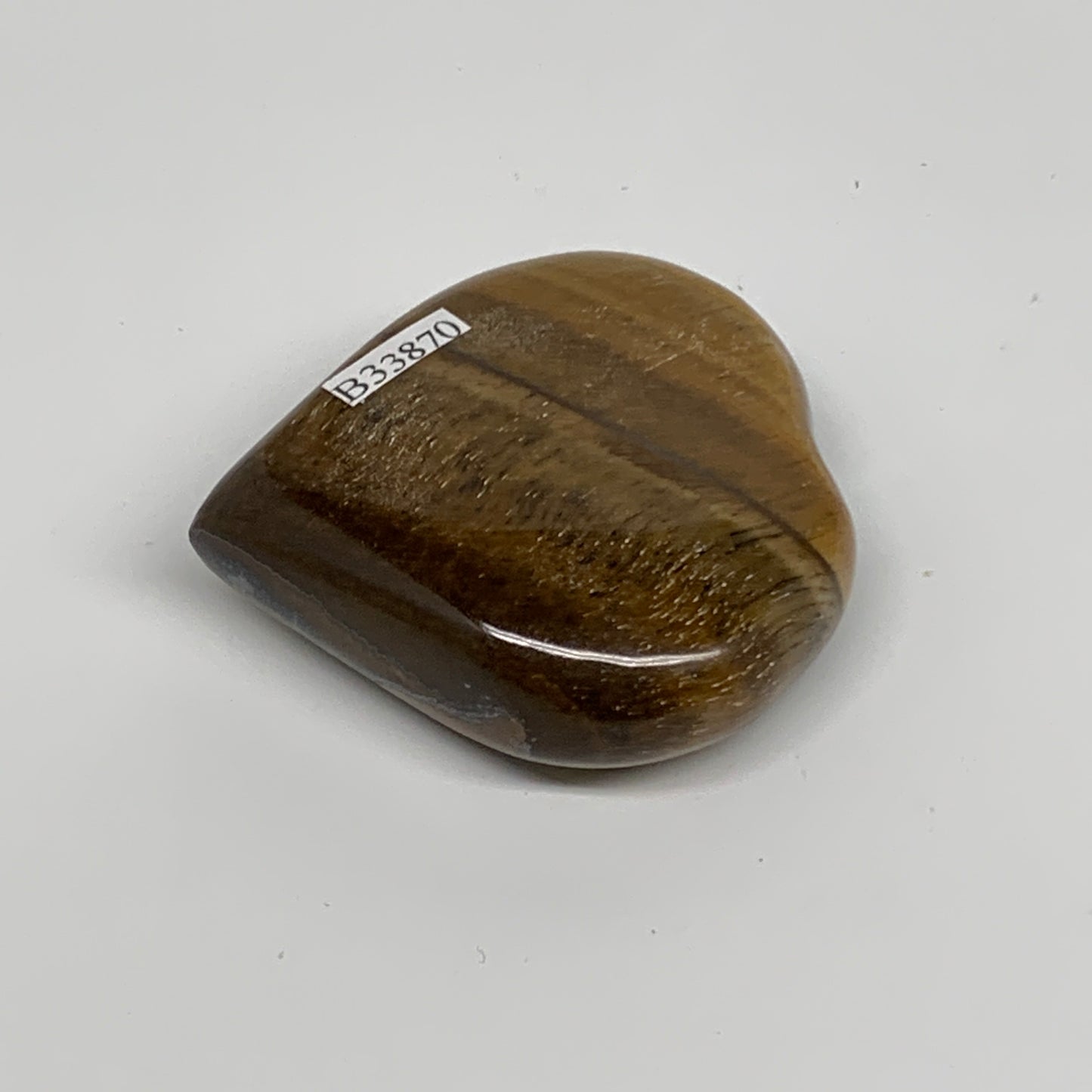 82.8g, 2.2"x2.2"x0.7", Tiger's Eye Heart Polished Healing Crystal @India, B33870