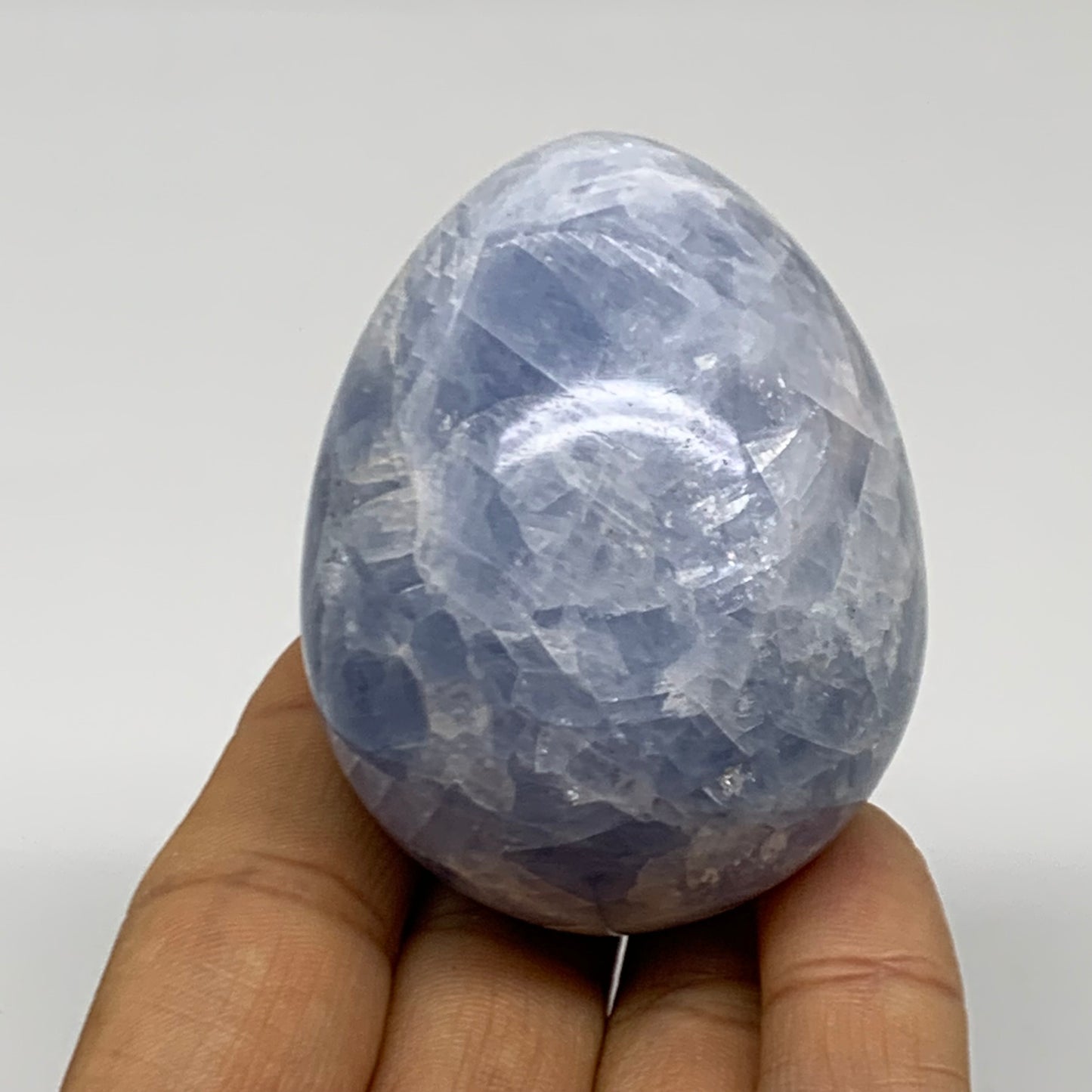 175.3g, 2.4"x1.8", Natural Blue Calcite Egg Polished Crystal @Madagascar, B38397