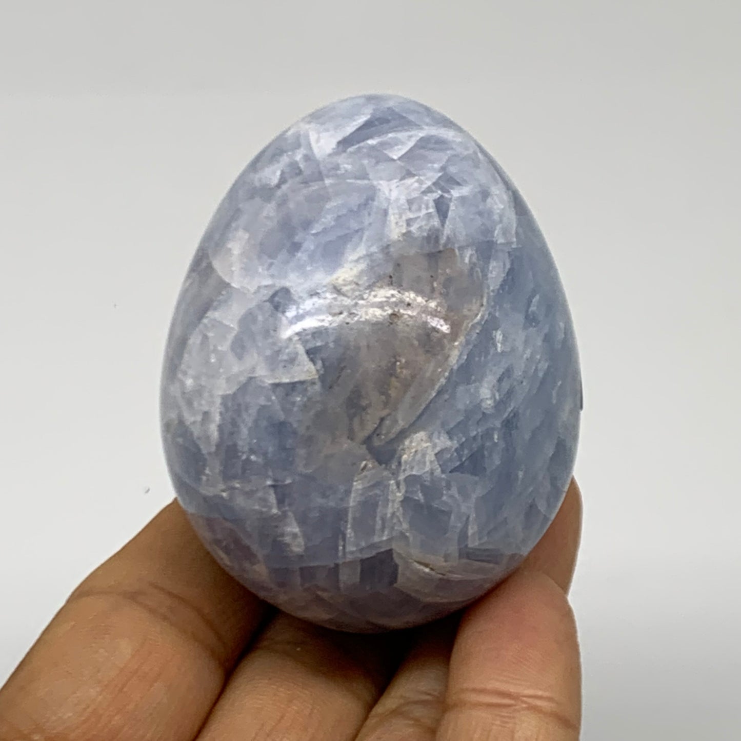 175.3g, 2.4"x1.8", Natural Blue Calcite Egg Polished Crystal @Madagascar, B38397