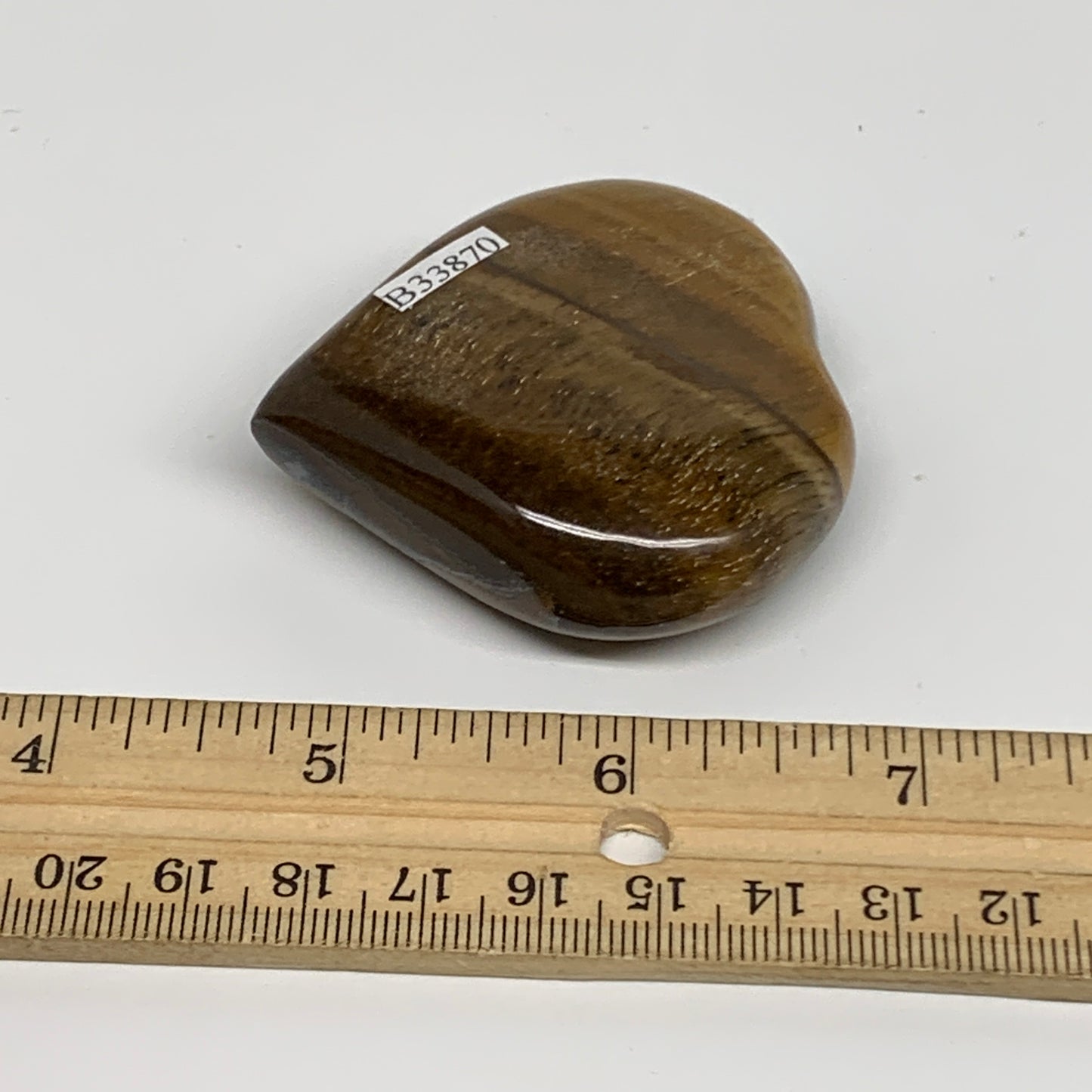 82.8g, 2.2"x2.2"x0.7", Tiger's Eye Heart Polished Healing Crystal @India, B33870