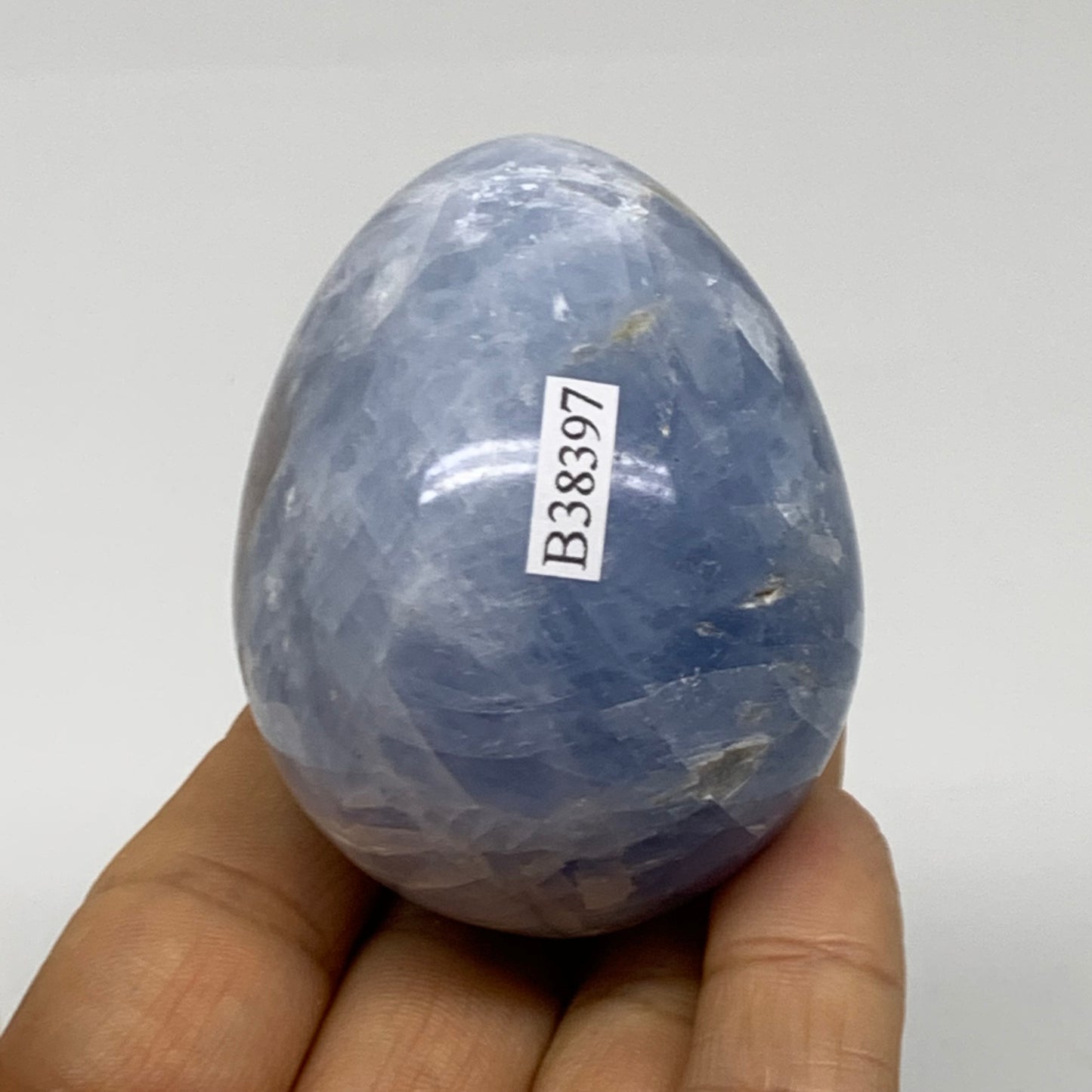 175.3g, 2.4"x1.8", Natural Blue Calcite Egg Polished Crystal @Madagascar, B38397