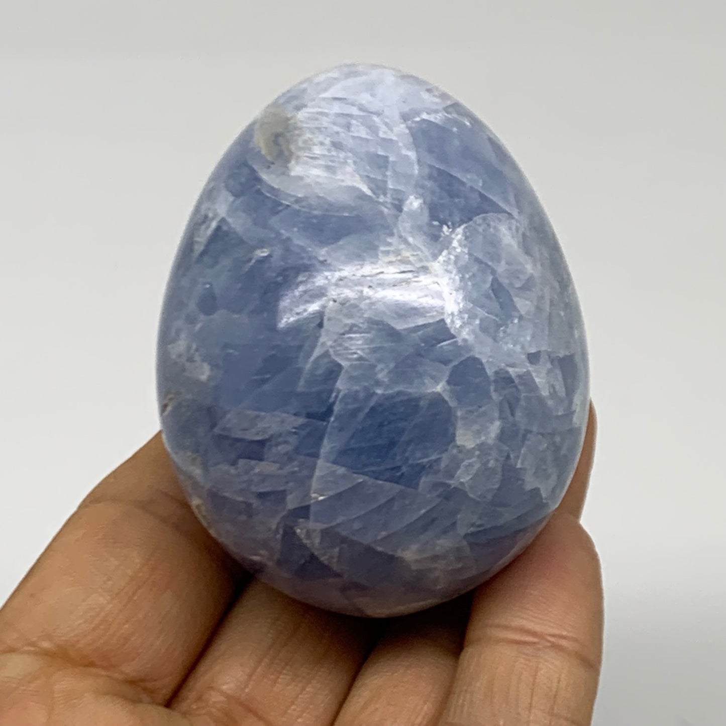 175.3g, 2.4"x1.8", Natural Blue Calcite Egg Polished Crystal @Madagascar, B38397