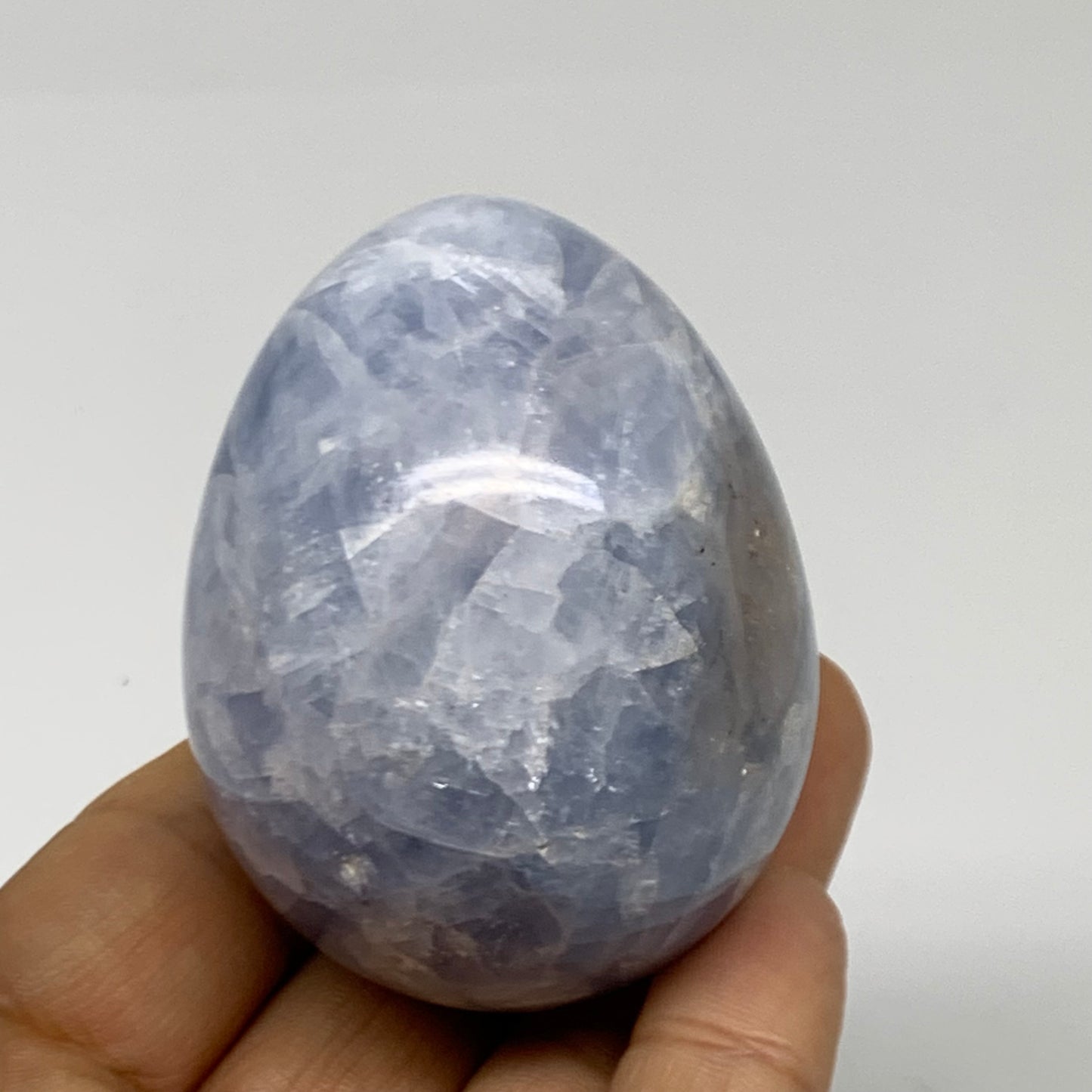 175.3g, 2.4"x1.8", Natural Blue Calcite Egg Polished Crystal @Madagascar, B38397
