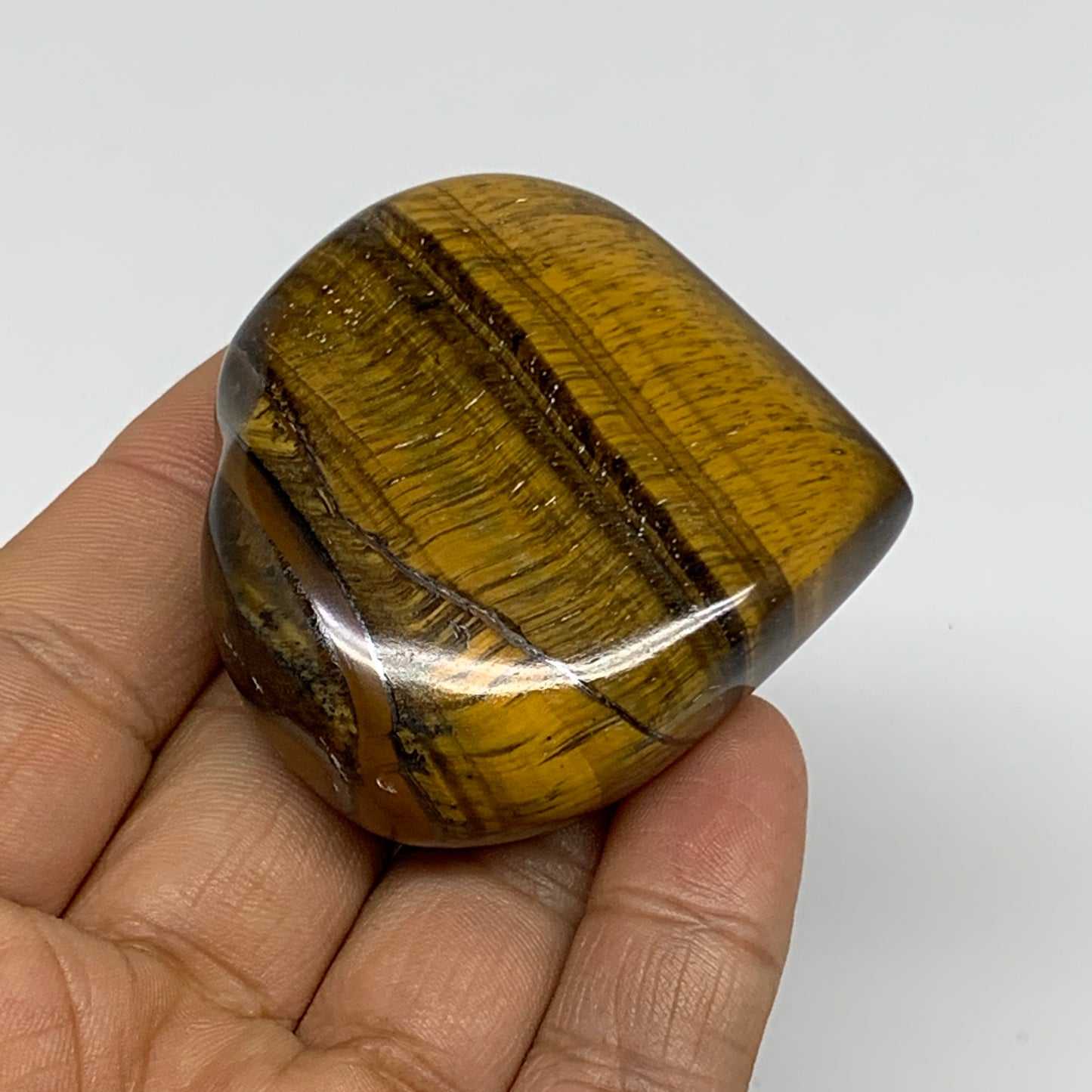 87.1g, 2"x2.1"x0.8", Tiger's Eye Heart Polished Healing Crystal @India, B33871