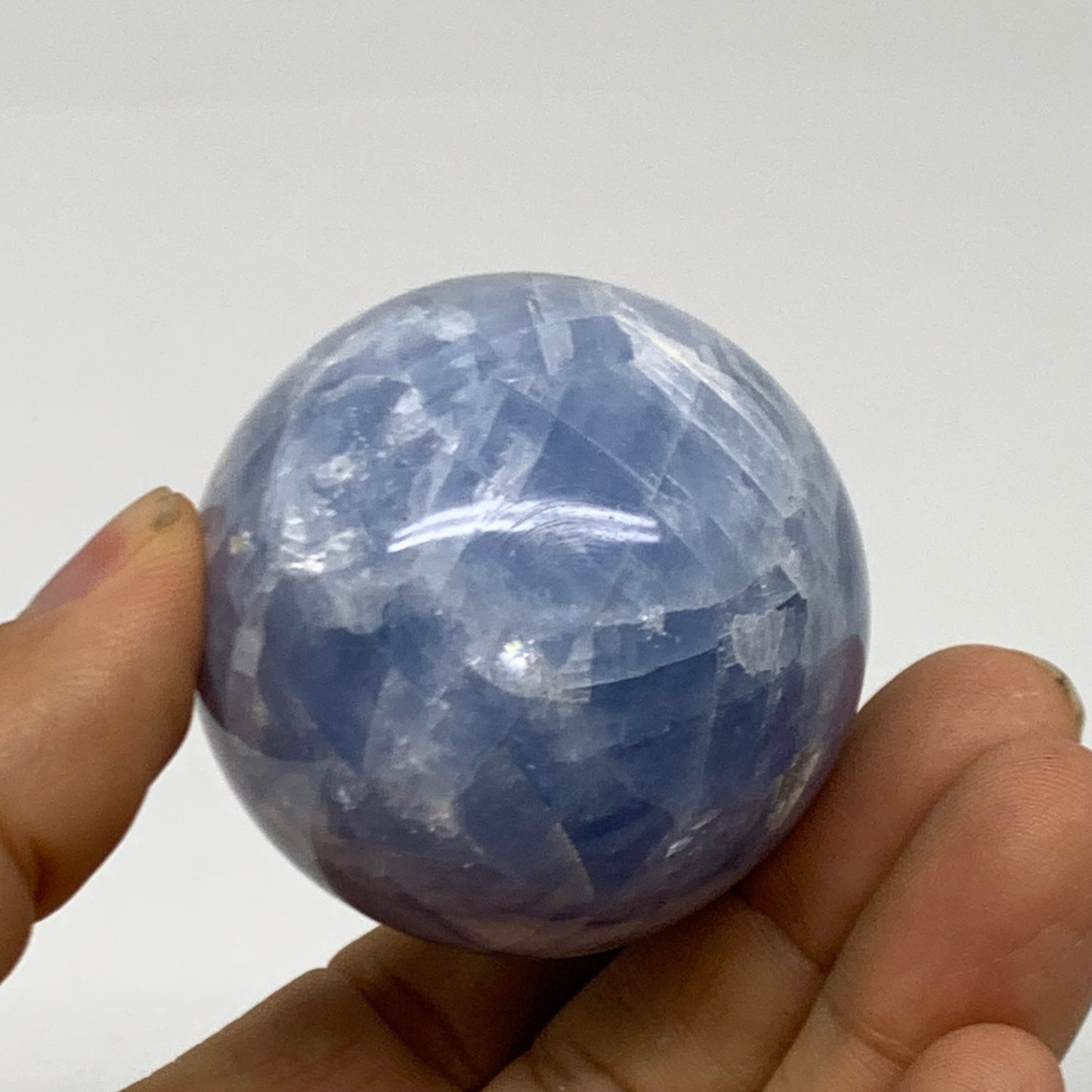 175.3g, 2.4"x1.8", Natural Blue Calcite Egg Polished Crystal @Madagascar, B38397