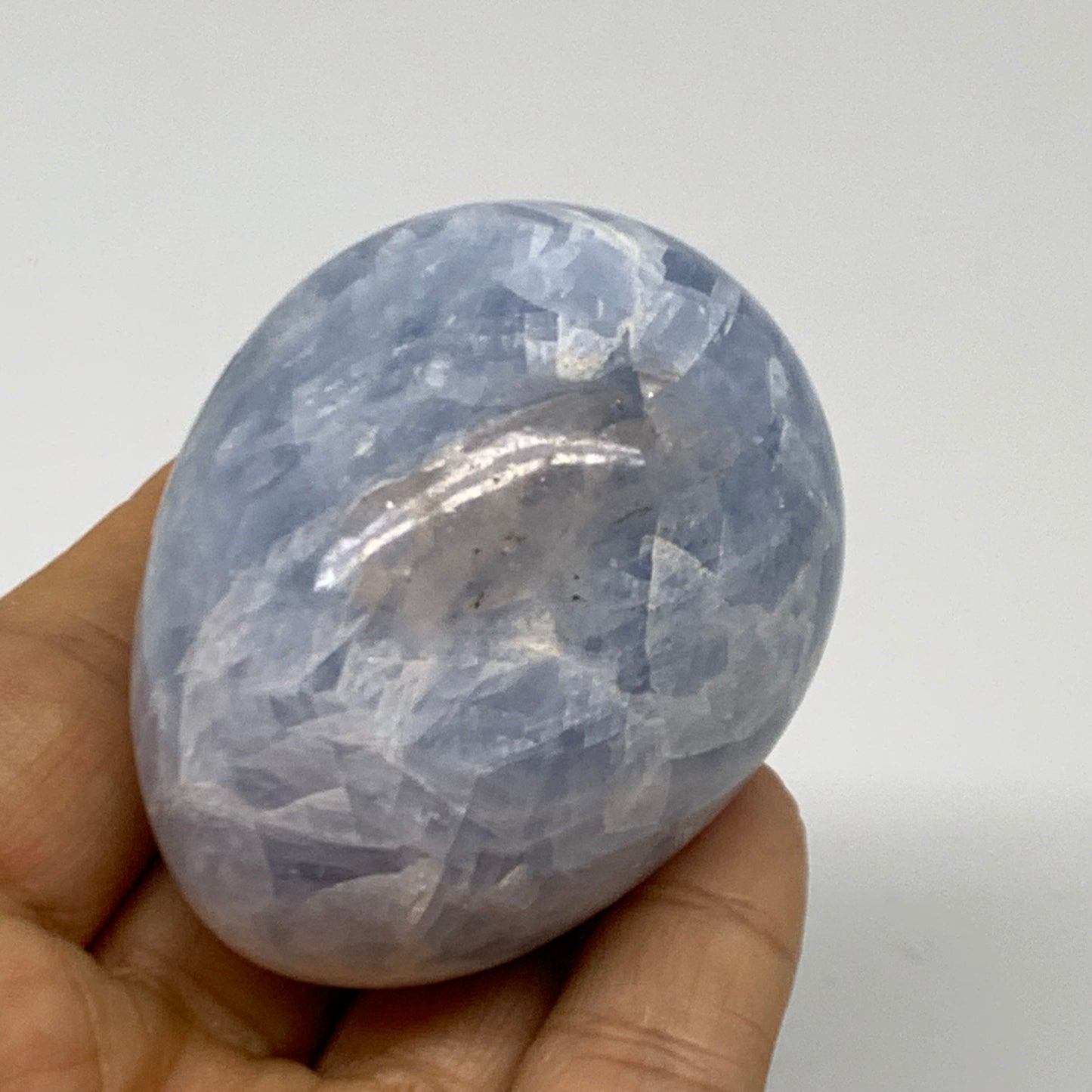 175.3g, 2.4"x1.8", Natural Blue Calcite Egg Polished Crystal @Madagascar, B38397