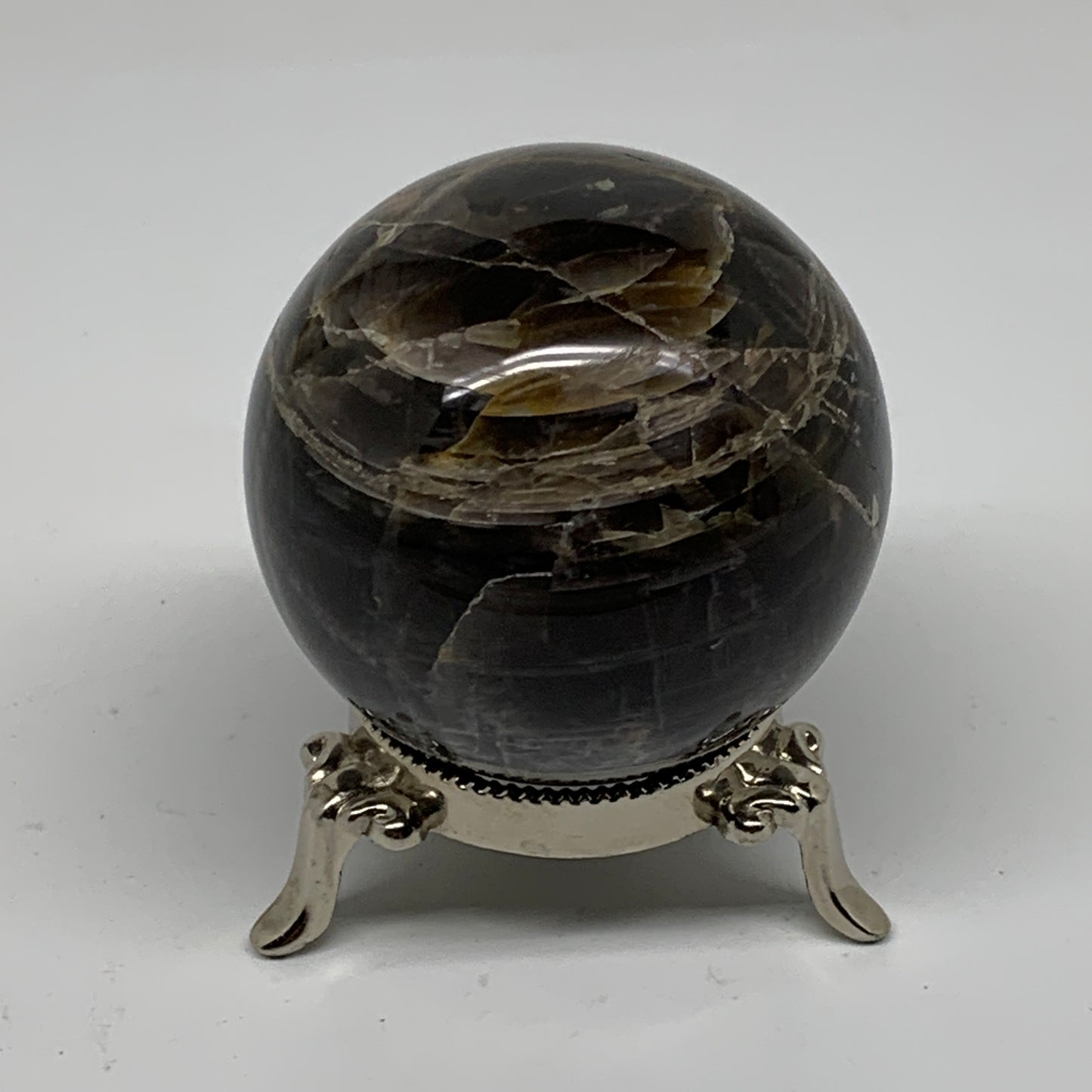0.76 lbs, 2.5"(63mm), Black Moonstone Sphere Ball Gemstone Polished, B37533