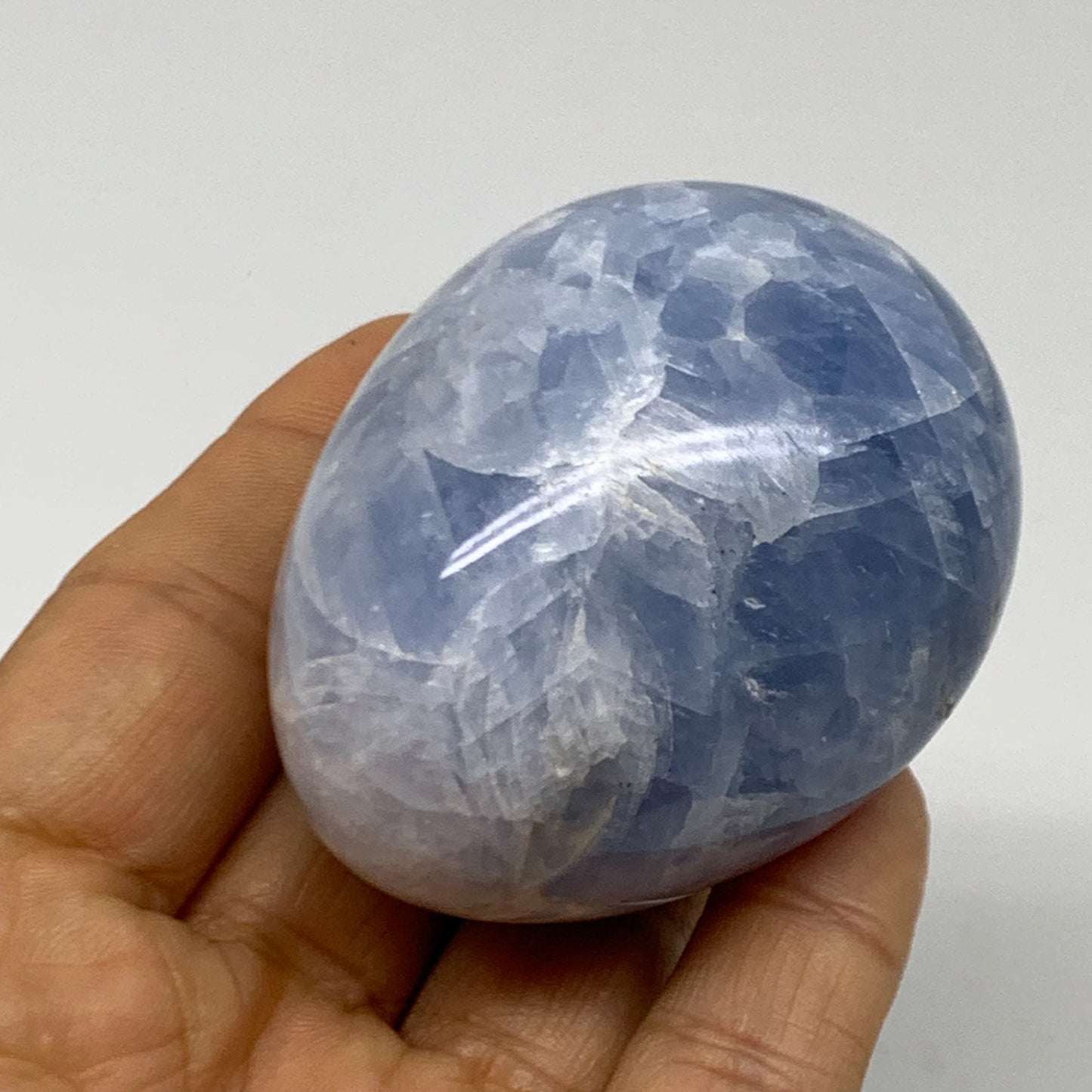 175.3g, 2.4"x1.8", Natural Blue Calcite Egg Polished Crystal @Madagascar, B38397