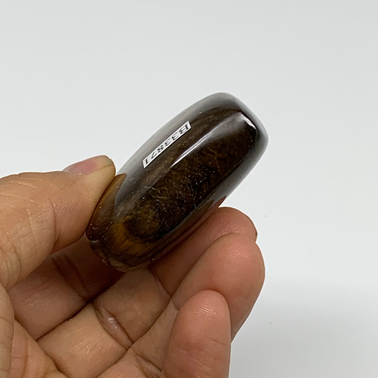 87.1g, 2"x2.1"x0.8", Tiger's Eye Heart Polished Healing Crystal @India, B33871