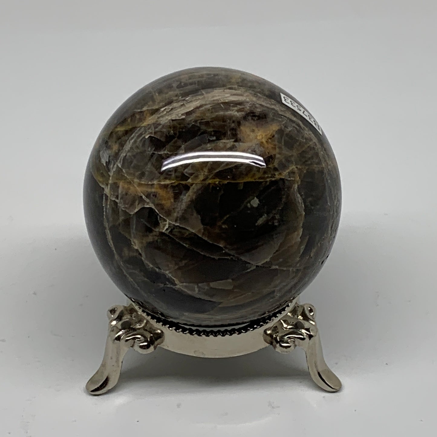 0.76 lbs, 2.5"(63mm), Black Moonstone Sphere Ball Gemstone Polished, B37533