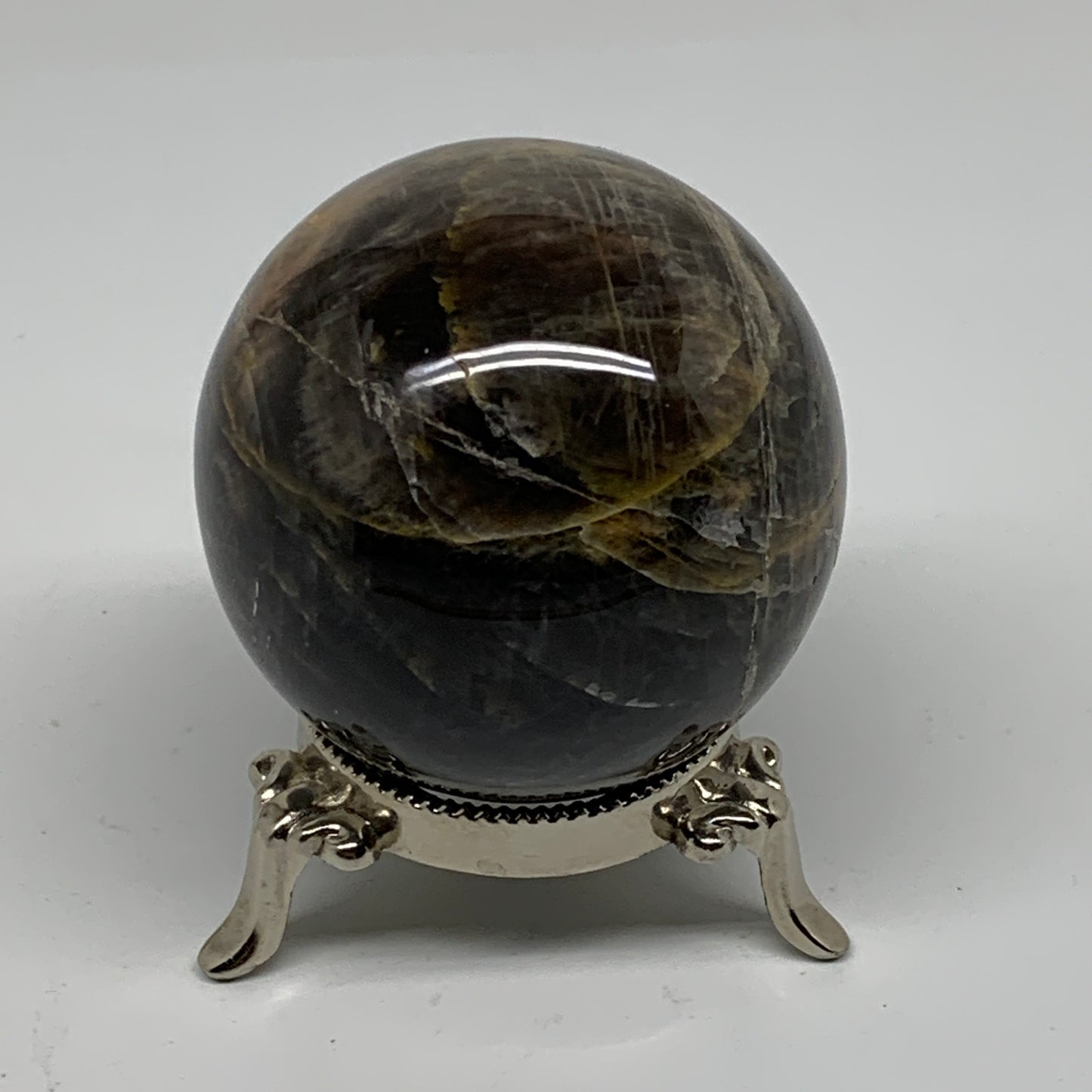 0.76 lbs, 2.5"(63mm), Black Moonstone Sphere Ball Gemstone Polished, B37533