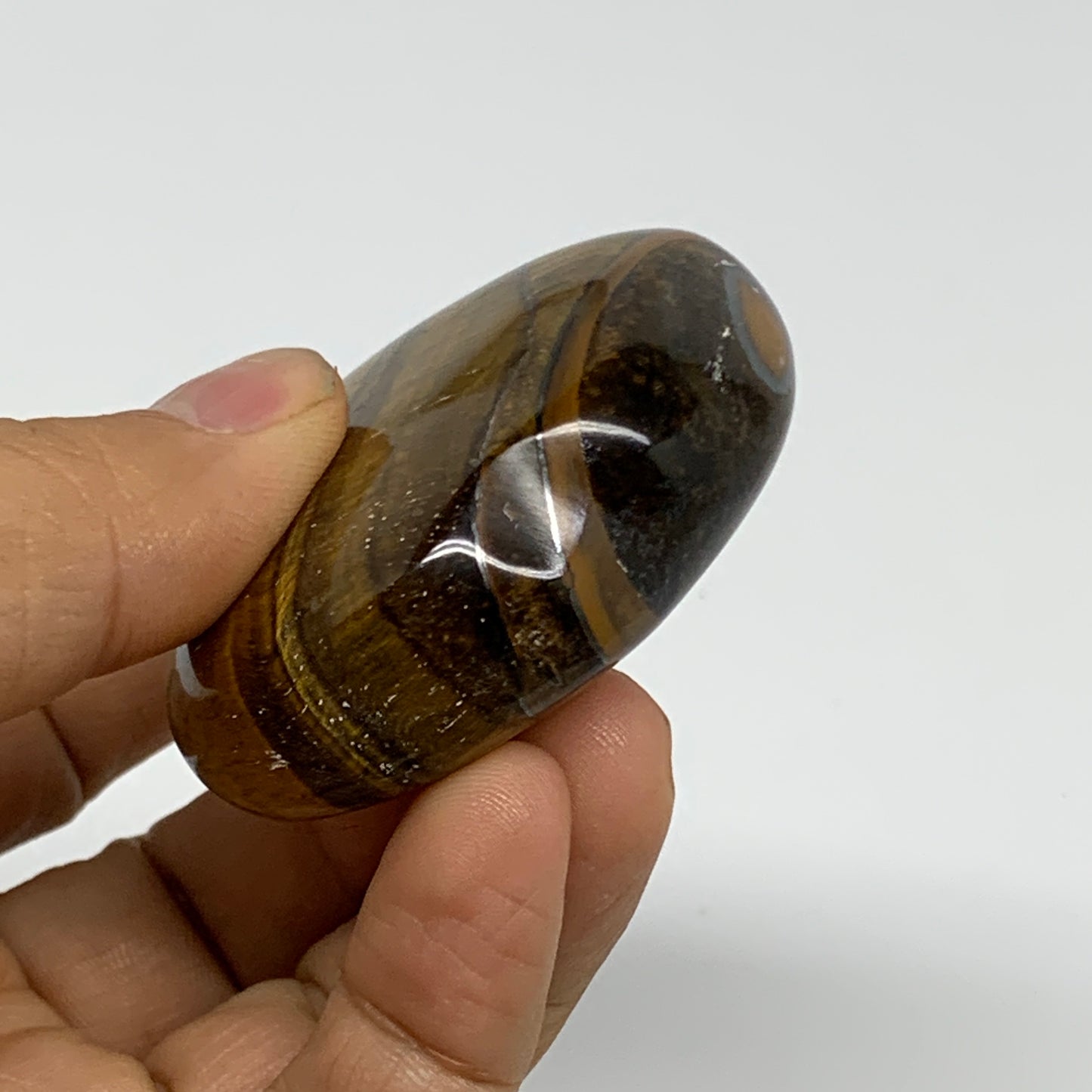 87.1g, 2"x2.1"x0.8", Tiger's Eye Heart Polished Healing Crystal @India, B33871